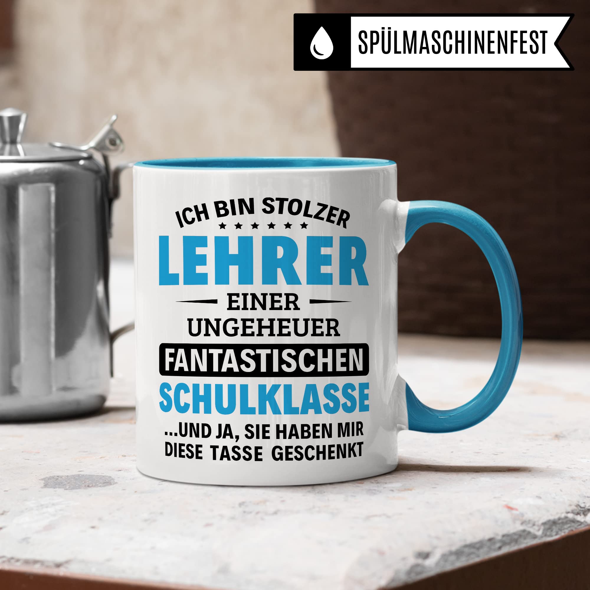 Lehrer Tasse Geschenkidee, Dankeschön Geschenk Schule Kaffeebecher mit Spruch lustig, Kaffeetasse Humor Witz Schul-Klasse Schüler Becher