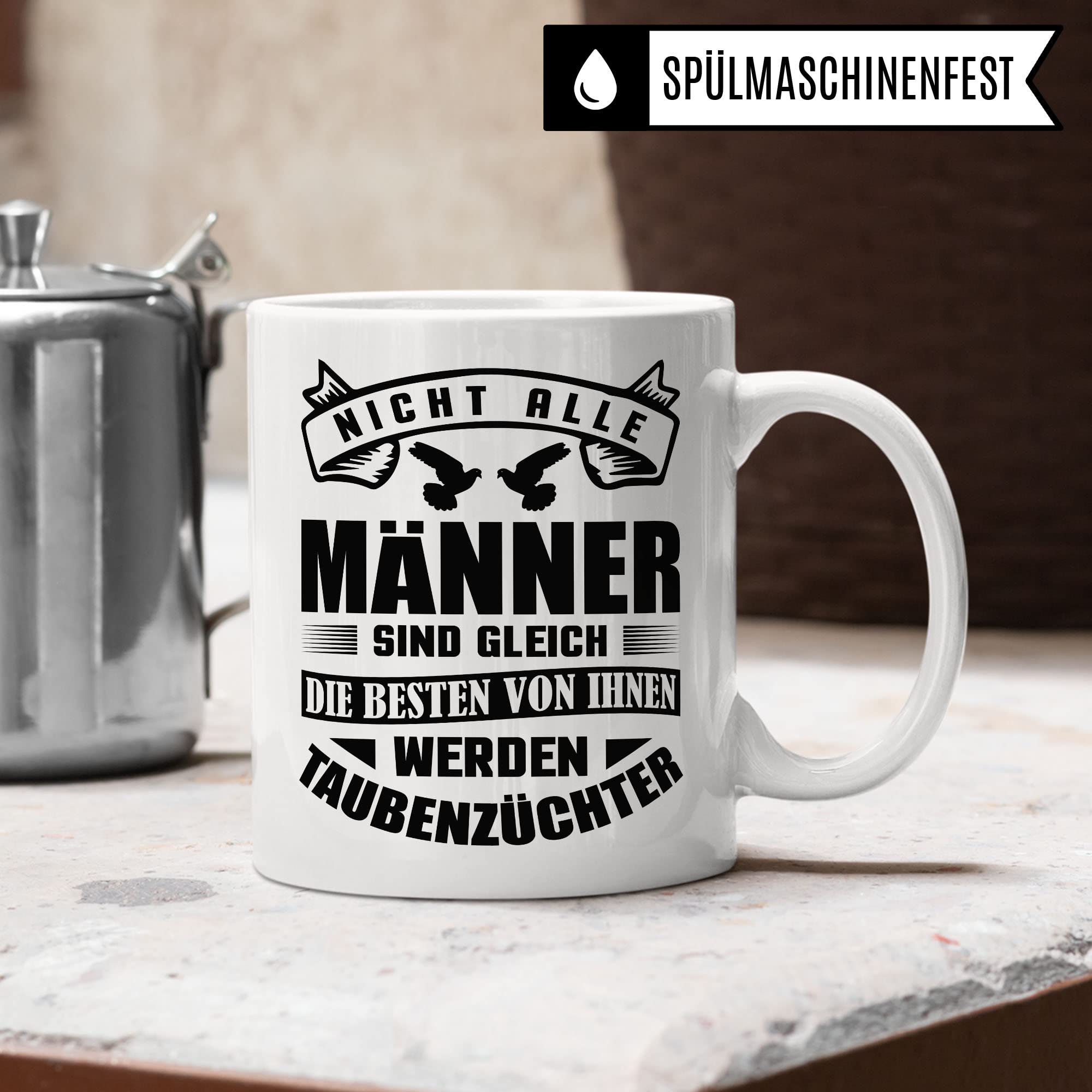 Taubenzüchter Tasse Geschenkidee, Kaffebecher mit Spruch lustig, Taubenzucht Geschenk, Kaffeetasse Humor Witz Geschenk für Männer, Taube Teetasse
