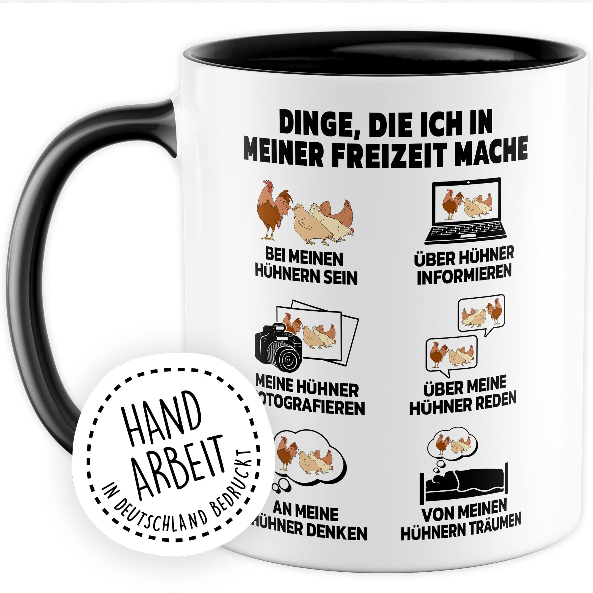 Hühner Tasse Henne Geschenkidee Kaffeetasse Huhn Geschenk für Hühner-Besitzer Kaffeebecher Hahn Becher