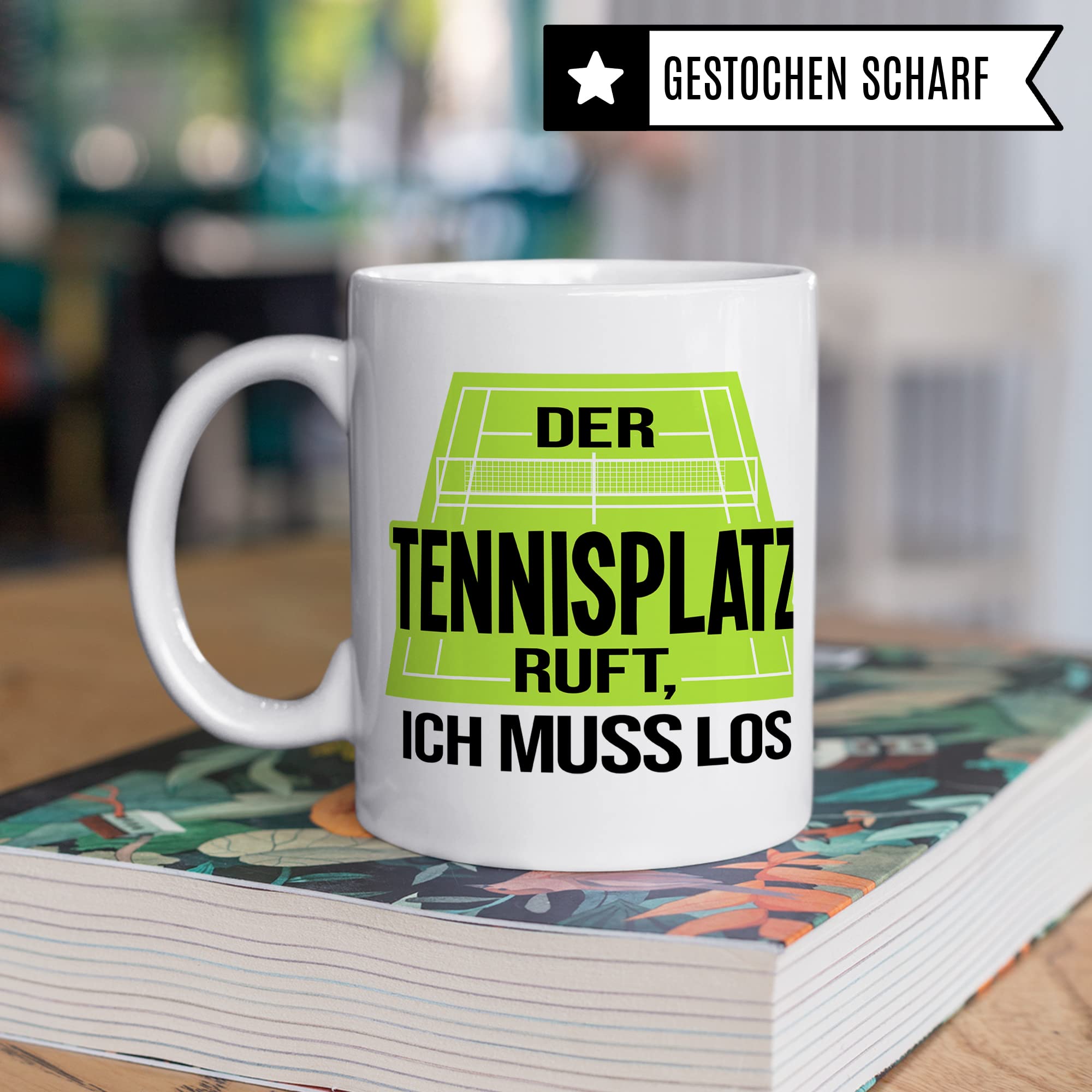 Tasse Tennis, Der Tennisplatz ruft Ich muss los, Tennis-Spruch Geschenk Tennisspieler Tennis-Spielerin Tennisprofi Tennisliebhaber, Geschenkidee Kaffeetasse Spielpartner