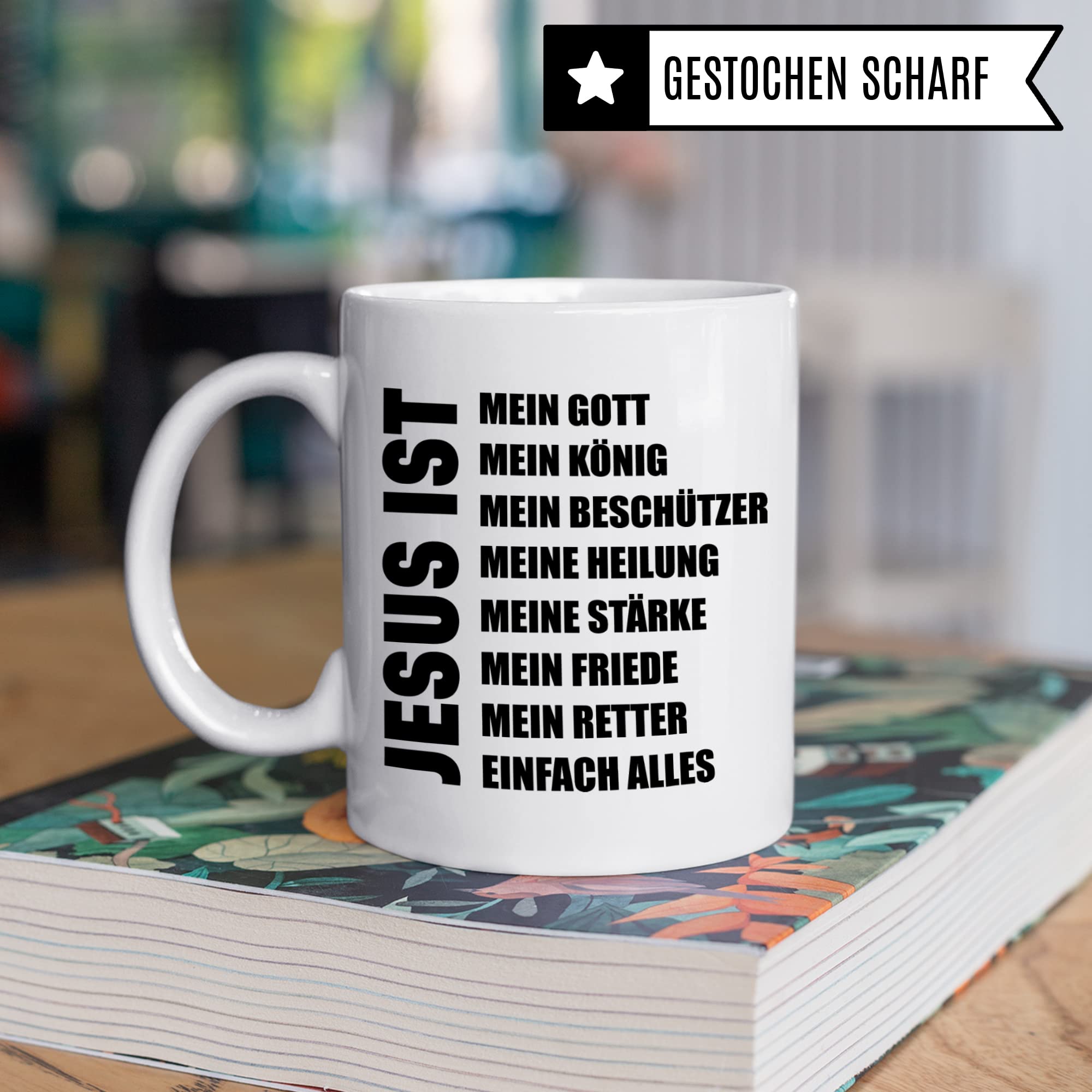 Jesus Tasse, Christentum Geschenke für Männer Frauen Kinder Kaffeeetasse mit Religion Spruch, Kaffee-Becher Gott Jesu Geschenkidee