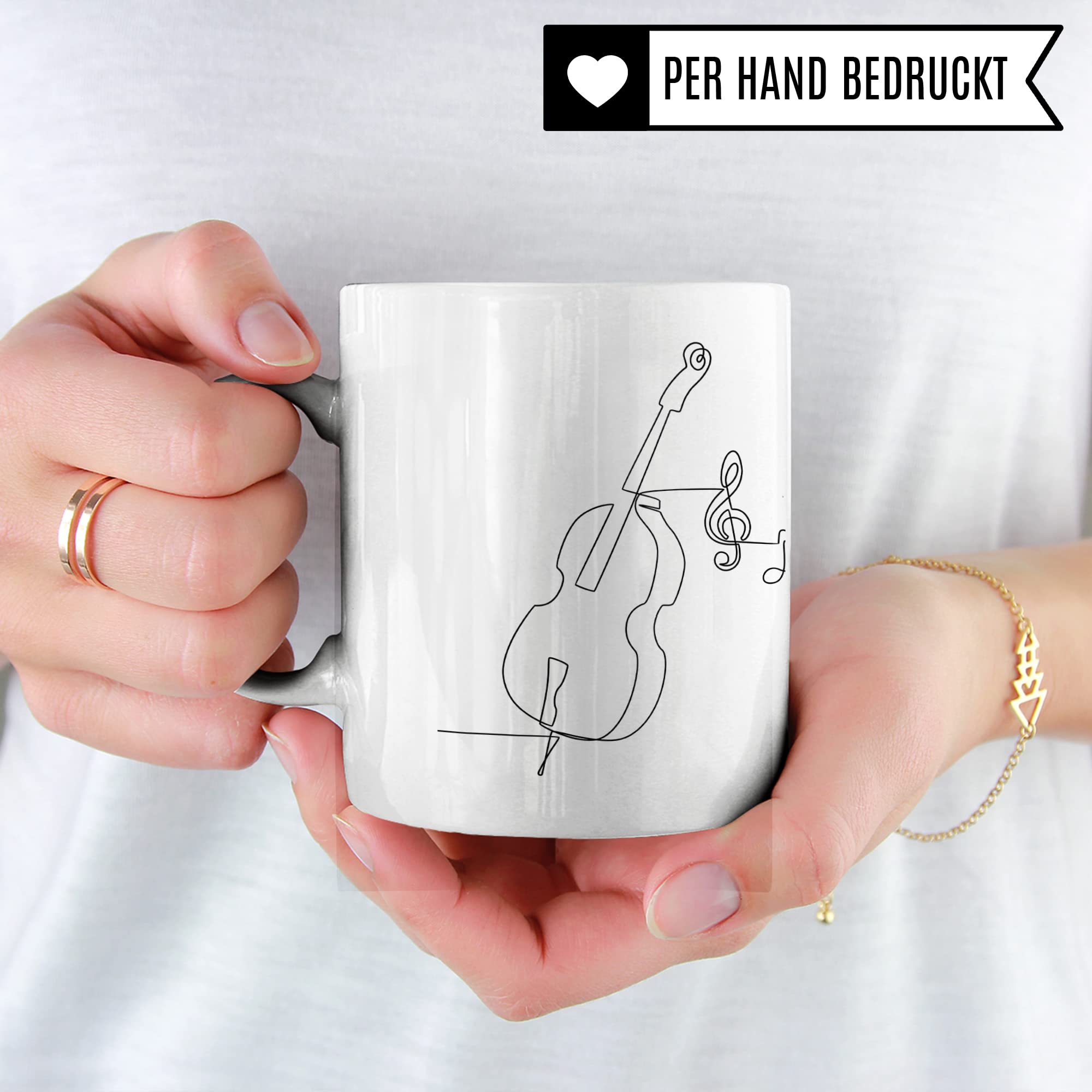 Kontrabass Tasse - Musik Geschenk für Kontrabassist - Kaffeetasse Basss Bassist Musiker Kontrabassspieler - Instrument Geschenkideen Kontrabassisten Zeichnung Design Kaffee-Becher