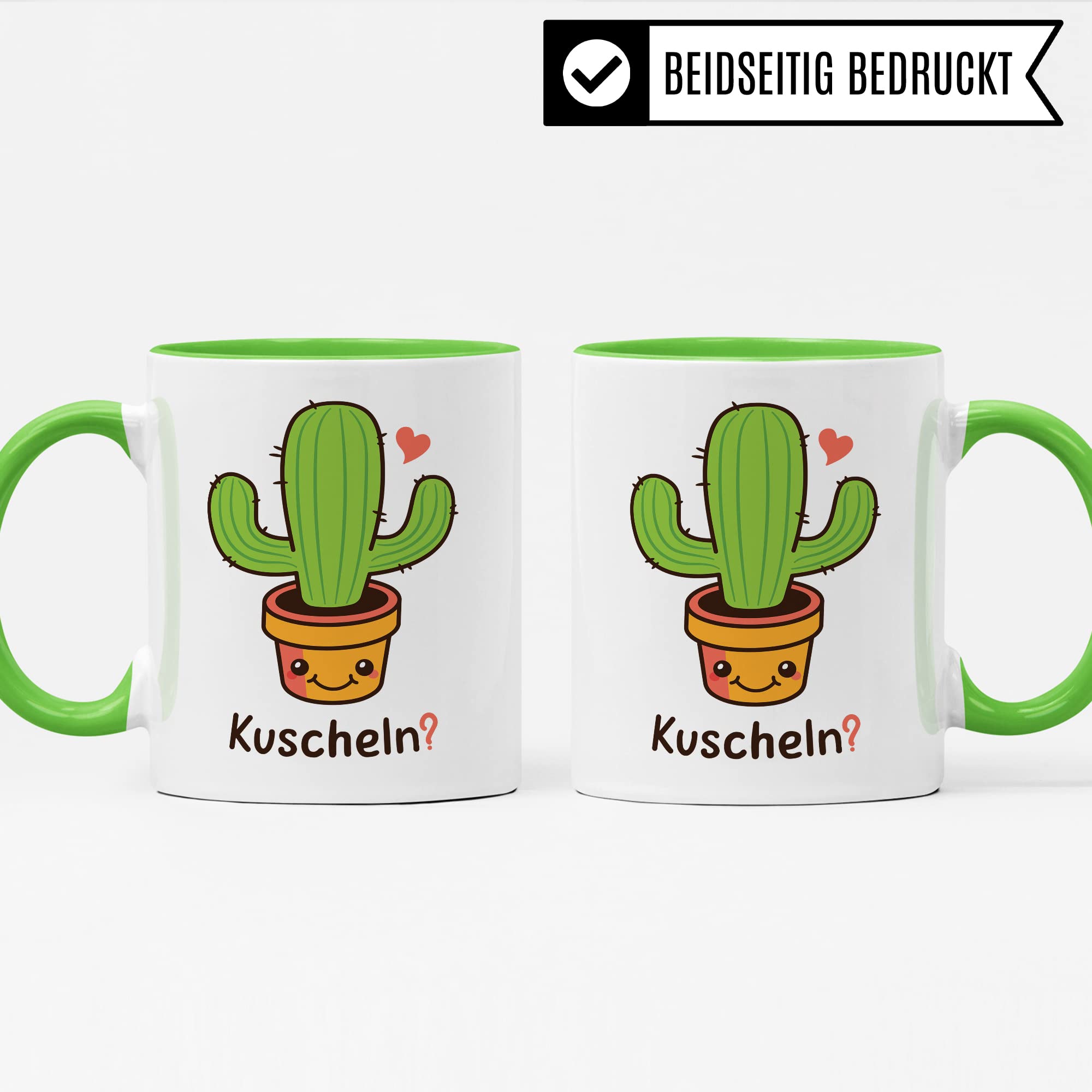 Lustige Tasse mit Spruch: Kuscheln?, Kaktus-Motiv, Geschenk für Lehrer Kollegen Freund Freundin Arbeiter, Geschenkidee Büro lustig Sarkasmus, Kaffeetasse sarkastische Spruch