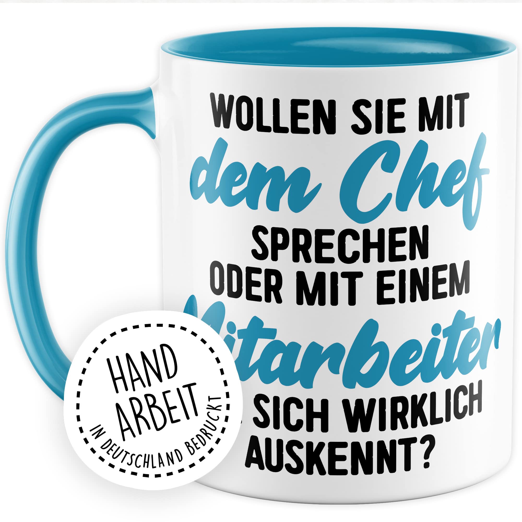 Tasse fürs Büro lustige Kaffeetasse mit Spruch Mitarbeiter Kaffee-Becher mit Humor Geschenk Kollegen Kollegin Geschenkidee Arbeit Schreibtisch Chef Boss Humor Teetasse