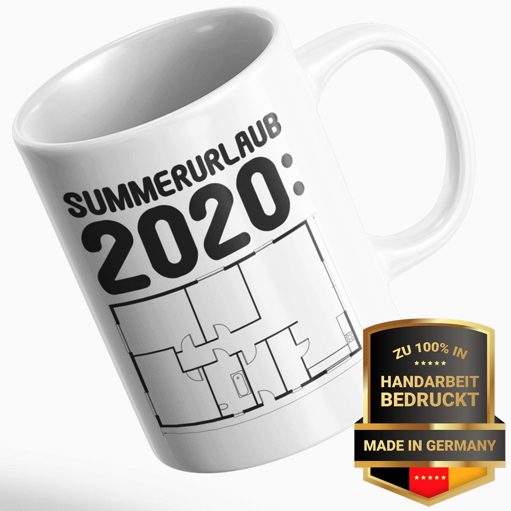 Pagma Druck Tasse Quarantäne witzig, Kontaktsperre Spruch Becher Geschenk, Kaffeetasse Ausgangssperre Witz Hamsterkäufe Pandemie Kaffeebecher Geschenkidee (Weiß/Weiß)