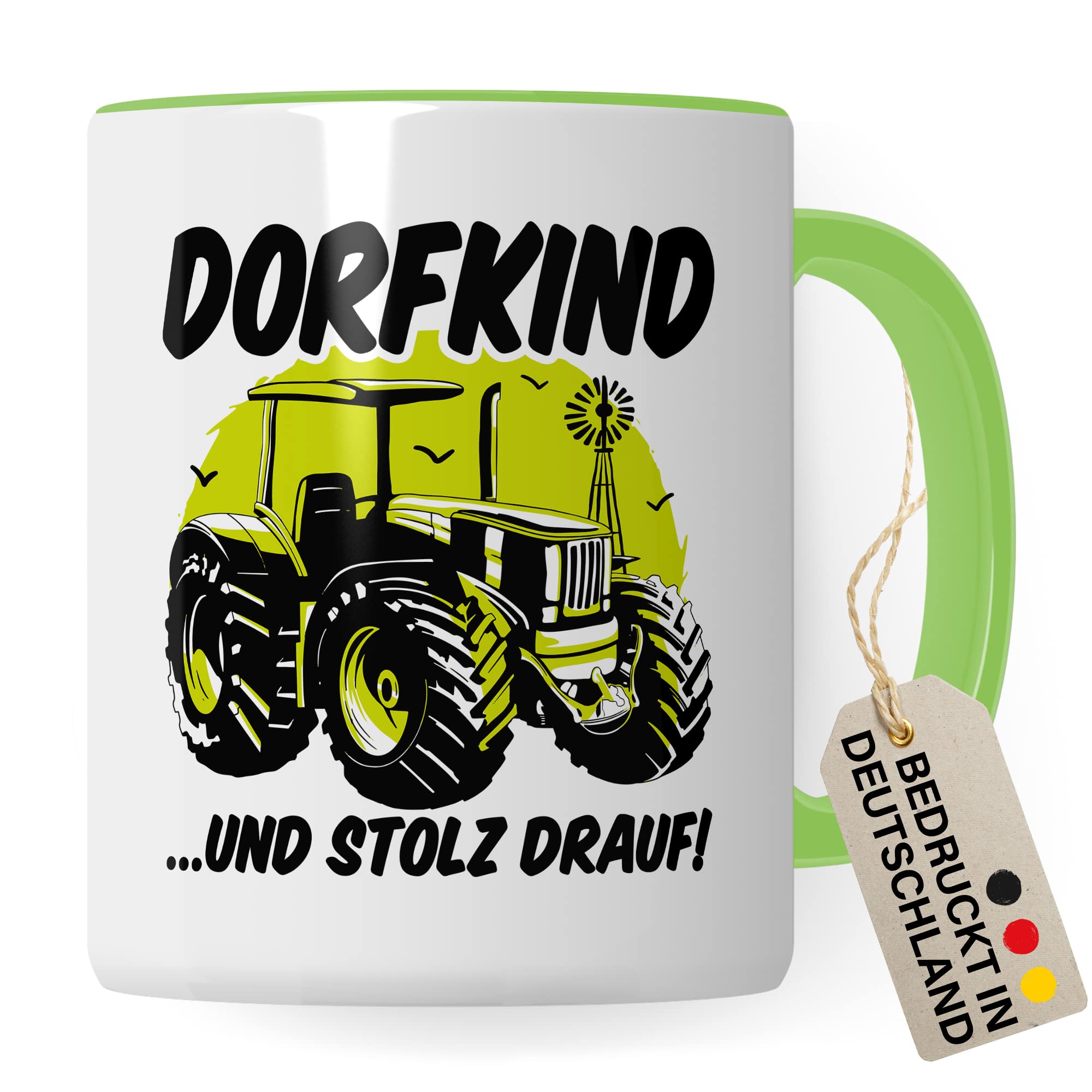 Tasse Dorfkind Geschenk, DORFKIND…UND STOLZ DRAUF Geschenkidee Dorfkinder Kaffeetasse mit Spruch lustig Kaffee-Becher Teetasse ländlich Humor Witztasse