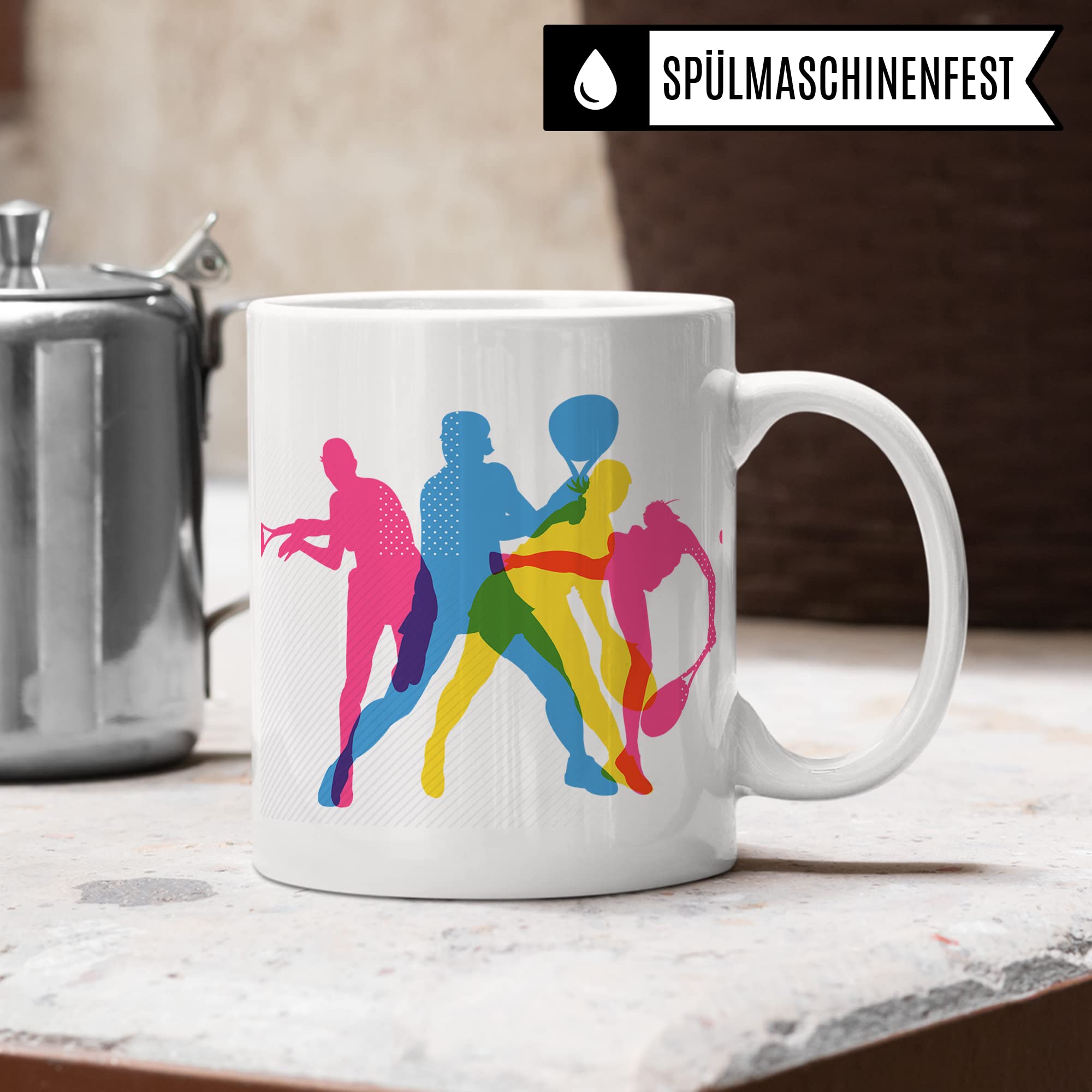 Tasse Tennis-Motiv, Geschenk Tennisspieler Tennis-Spielerin Grafik, Geschenkidee Tennisprofi Tennisliebhaber Spielpartner Kollegen, Kaffeetasse Kaffebecher