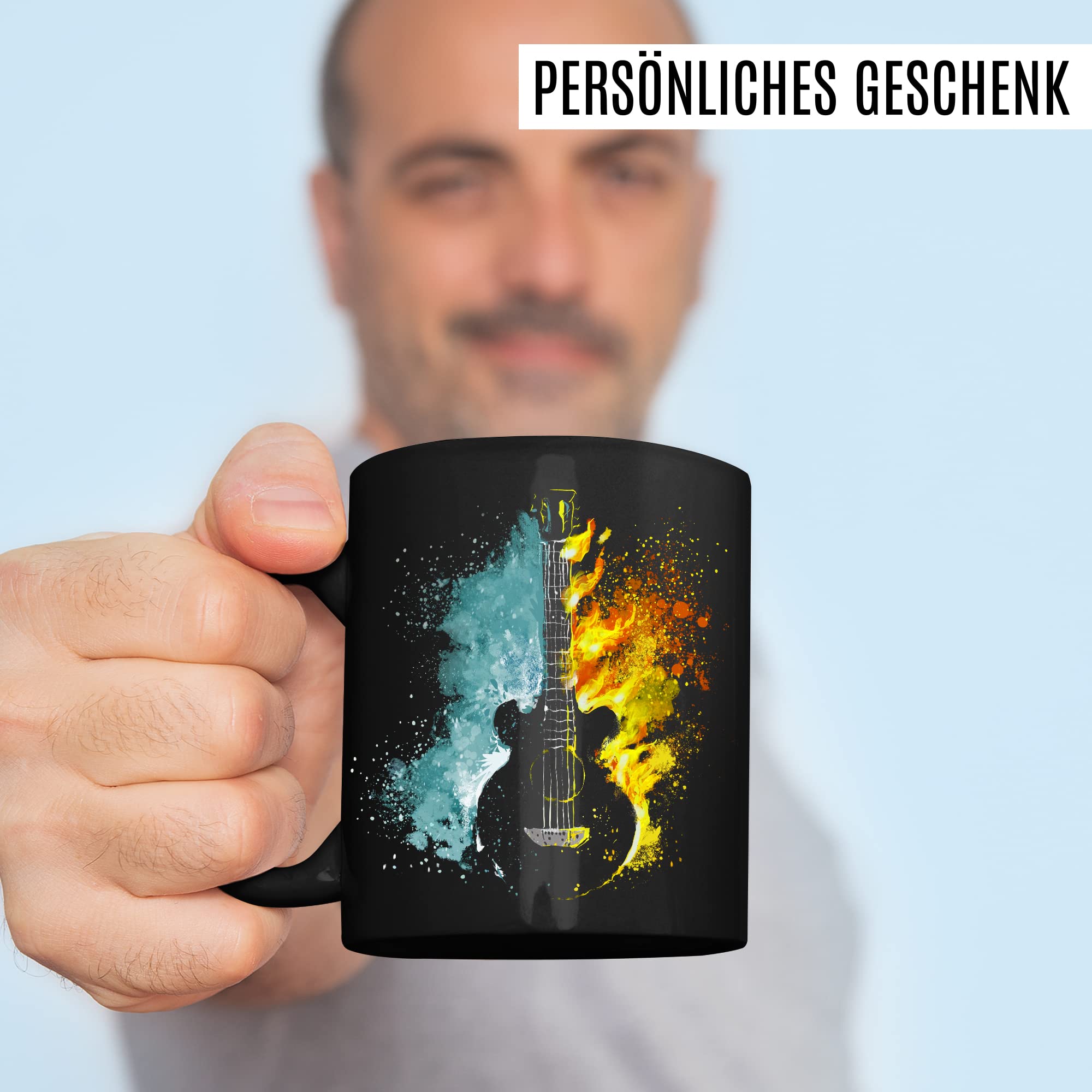 Tasse Gitarre Geschenk Gitarre-Motiv Geschenkidee Gitarrist Kaffee-Becher Kaffeetasse Gitarristin Teetasse Musiker Instrument Akustikgitarre E-Gitarre