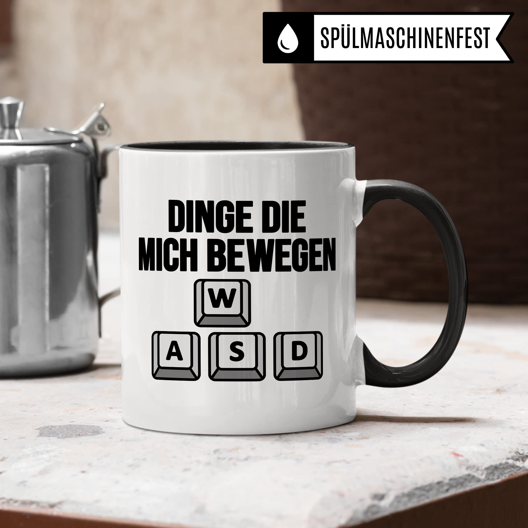 Gaming Tasse, Dinge die mich bewegen Kaffeetasse für Gamer Zocker Computerspieler Kaffee-Becher Geschenk Geschenkidee Nerd Teetasse mit Spruch lustig Gaming-Fans Computer-Spiele zocken