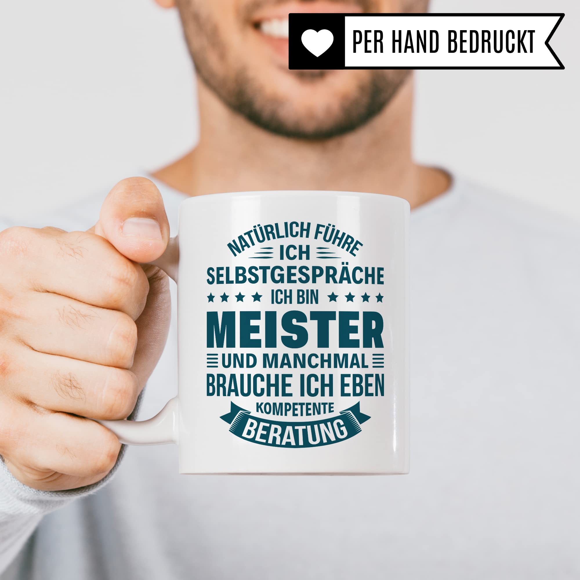 Meister Tasse Handwerksmeister Geschenk Kfz Meisterprüfung Kaffeebecher Kaffeetasse Humor Witz Geschenkidee für Meisterlehre Industriemeister Becher