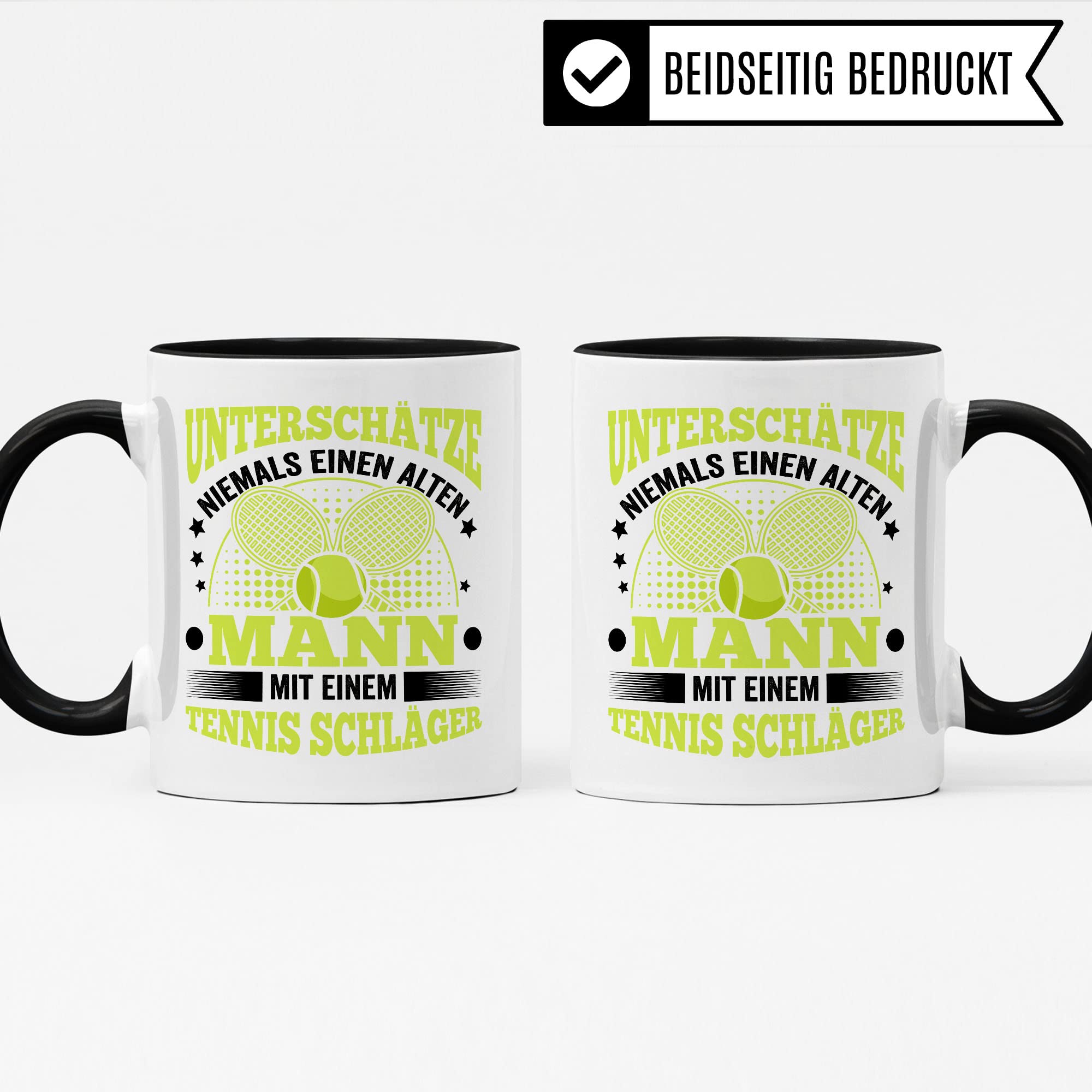 Tennis Tasse Geschenkidee Tennisschläger Kaffeetasse Humor Witz Geschenk für Alten Mann Kaffeebecher Opa Becher
