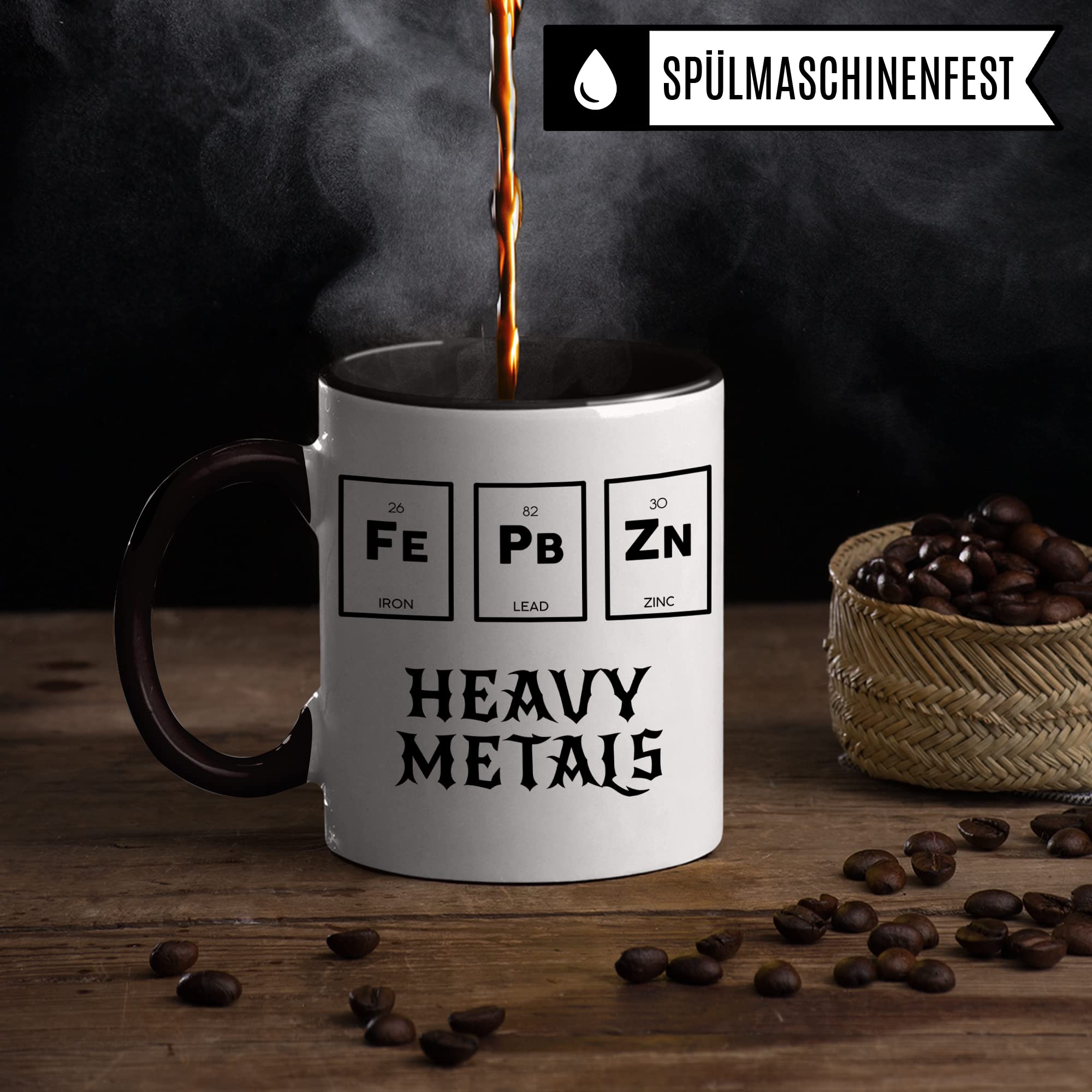 Tasse Chemie lustig Heavy Metals, Chemielaborant Geschenk, Spruch Chemiker Kaffeebecher Chemielehrer Chemielehrerin Geschenkidee, Kaffeetasse Beruf Laborchemiker Teetasse Becher