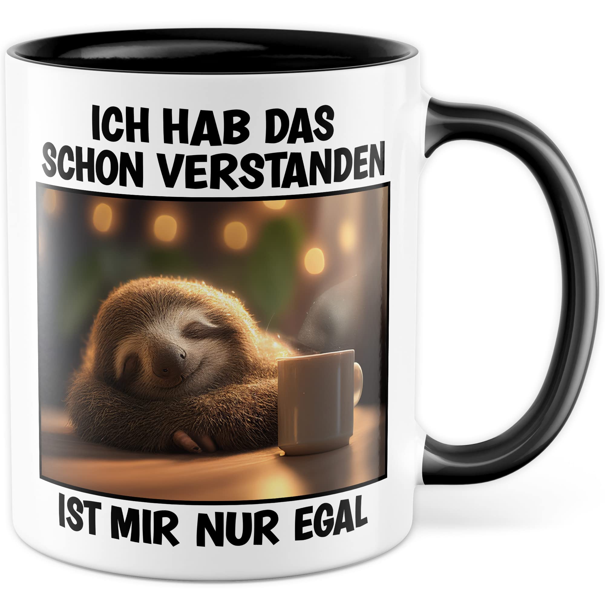 Faultier Tasse Ist mir Egal Geschenk Humor Kaffeetasse mit lustigen Spruch Büro Kaffeebecher Kollegin Geschenkidee Optimisten Teetasse