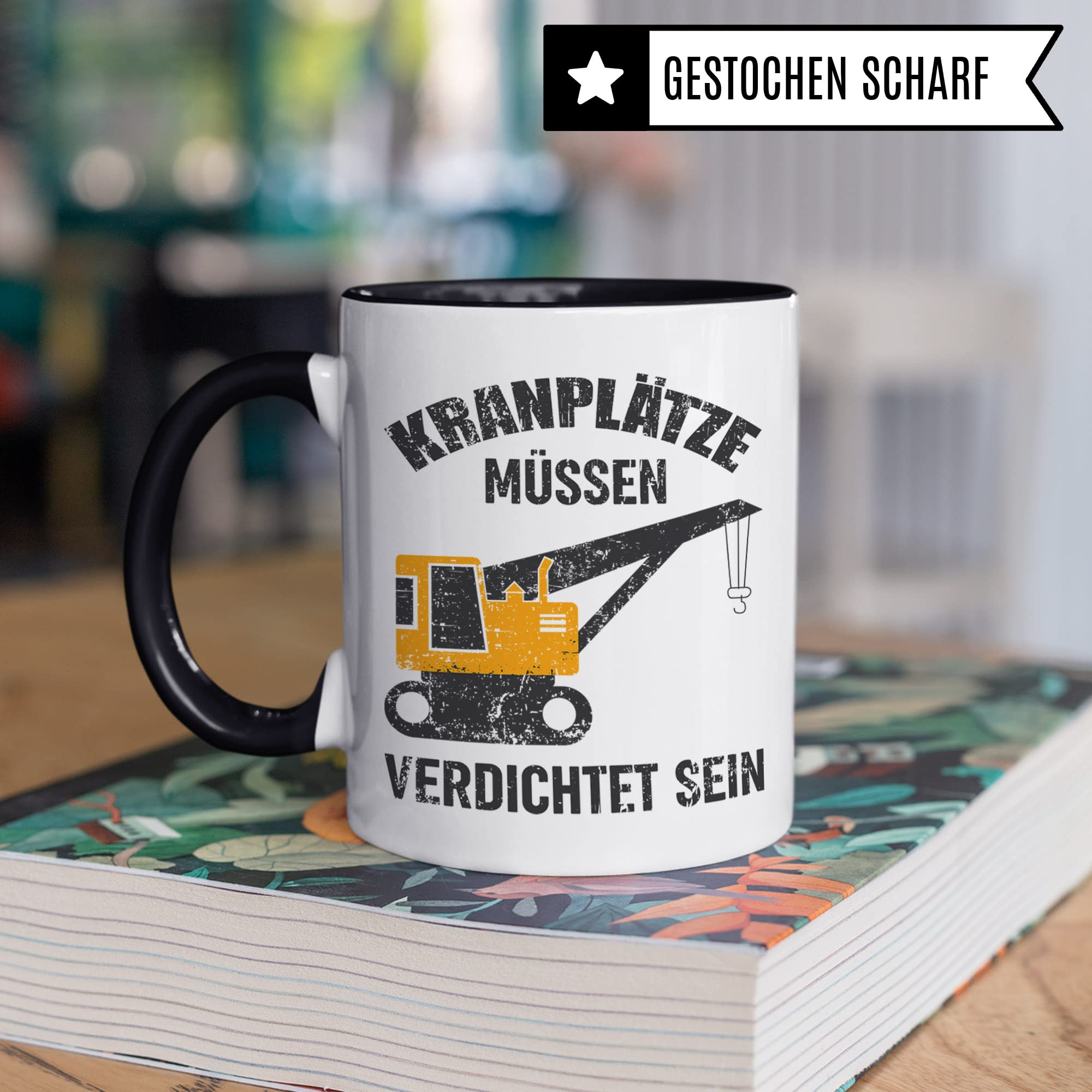 Baustelle Tasse, Bauarbeiter Spruch lustig Kran, Männer Kaffeetasse Geschenkidee, Kranfahrer Kaffeebecher, Bagger Becher, Humor Witz Geschenk für Baustelle