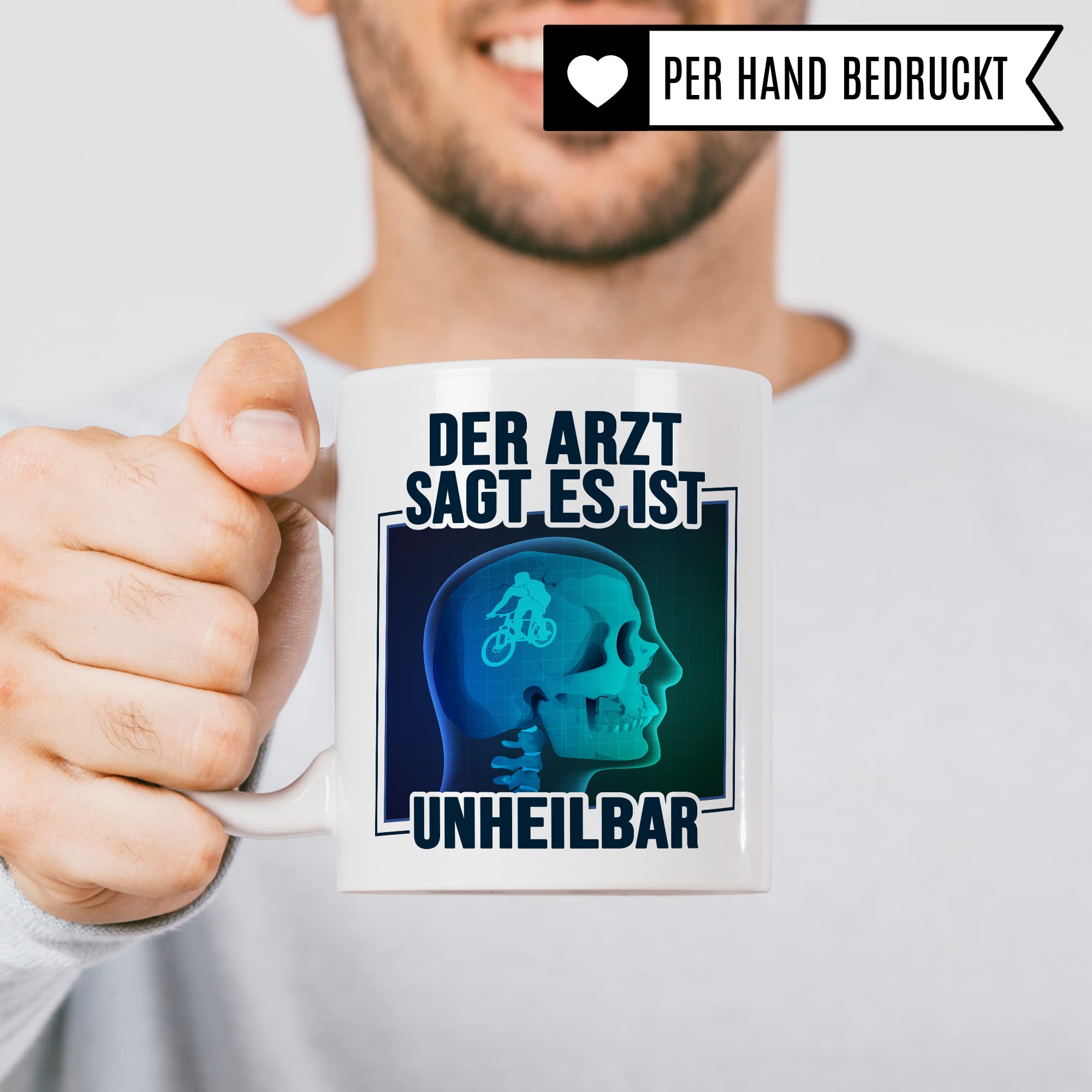 Fahrrad Tasse Fahrradliebe Kaffeetasse Bike Kaffee-Becher lustig Geschenk Fahrradfahren Geschenkidee Fahrrad im Kopf Motiv Biker