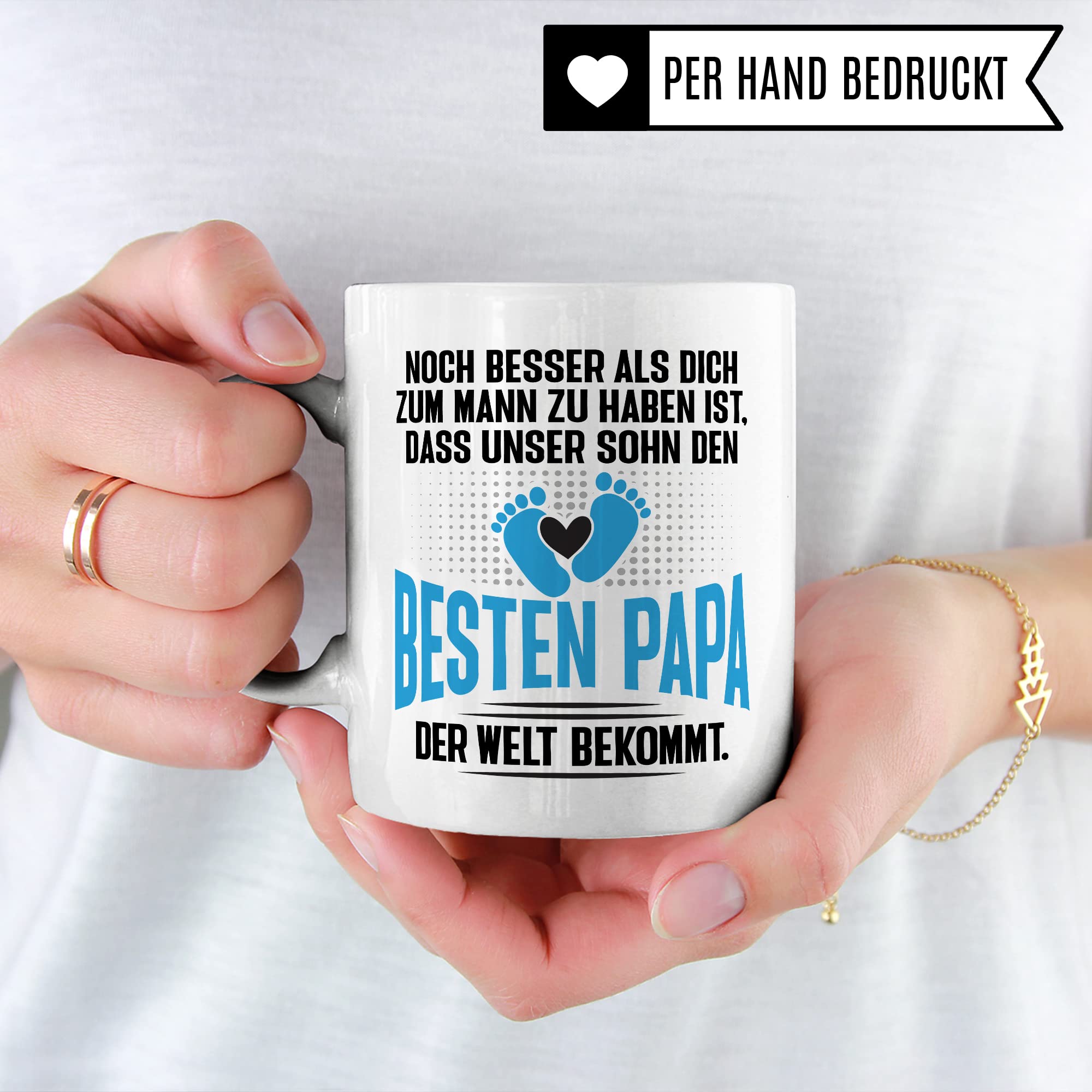 Tasse Papa Geschenk - werdender Papa Schwangerschaft - Noch besser als dich zum Mann zu haben ist, dass unser Sohn den besten Papa der Welt bekommt - Ehemann werdender Vater Kaffee-Becher