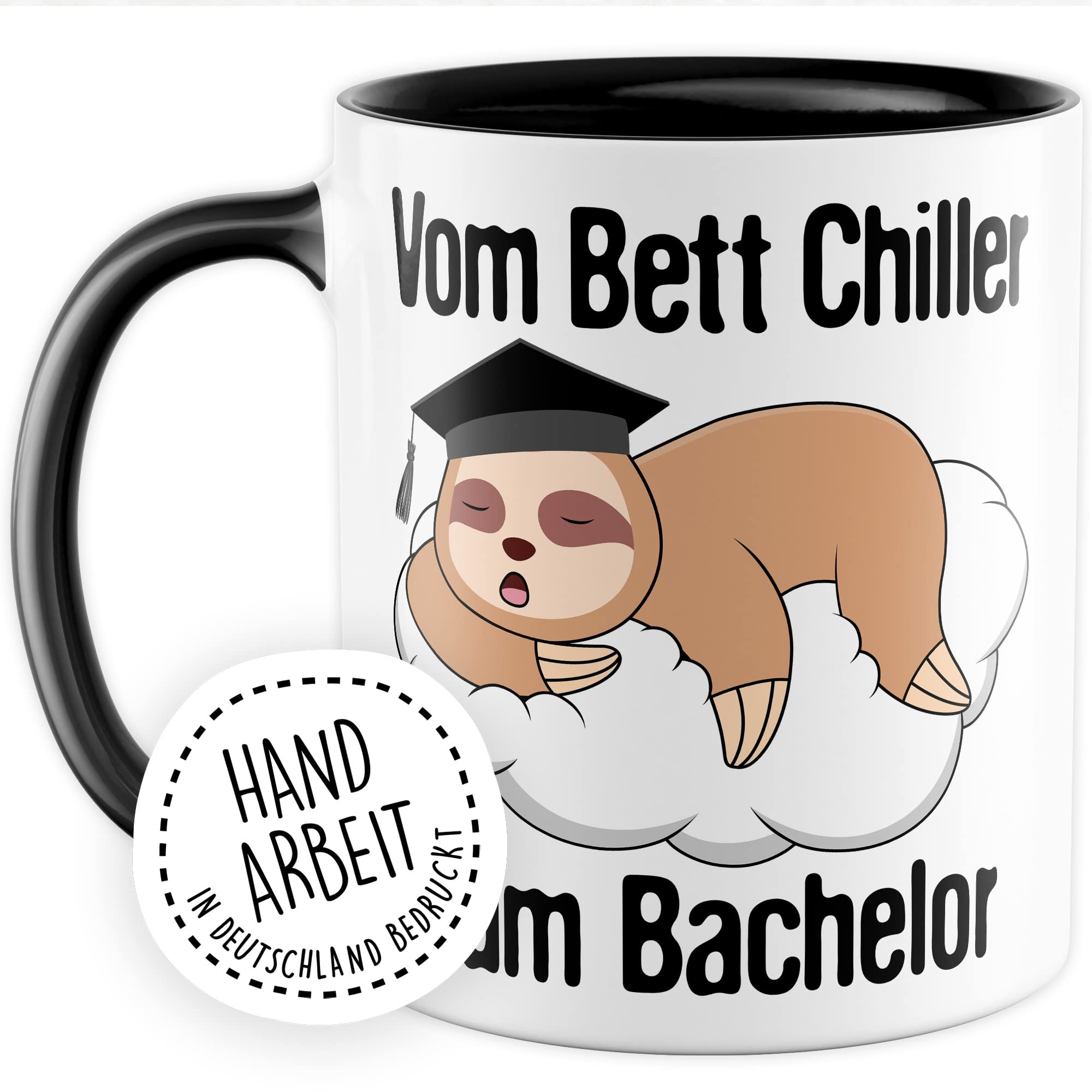 Bachelor Tasse Studenten Geschenk Humor Kaffeetasse mit lustigen Spruch Uni Kaffeebecher Studentin Geschenkidee Faultier Teetasse