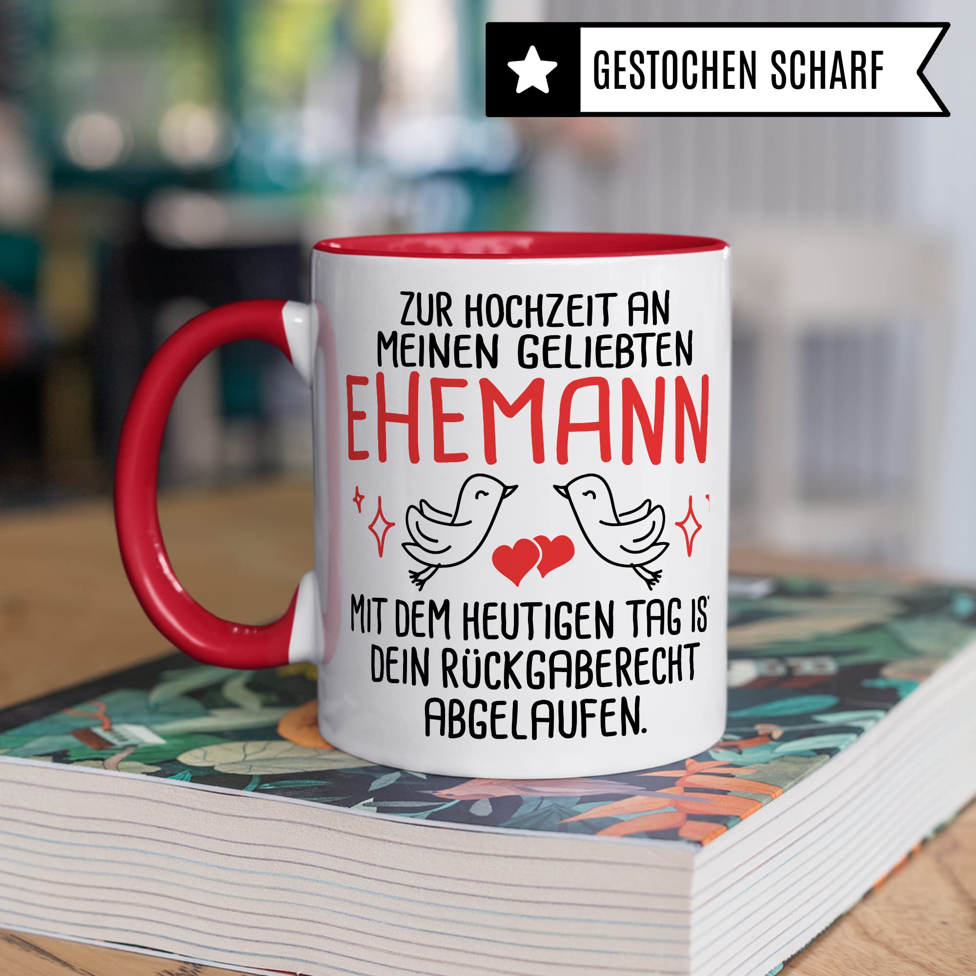 Tasse Ehemann Geschenk, Zur Hochzeit an meinen geliebten Ehemann Geschenkidee Frau Kaffee-Becher Kaffeetasse mit Spruch lustig Hochzeit Trauung Ehepartner Ehegatte