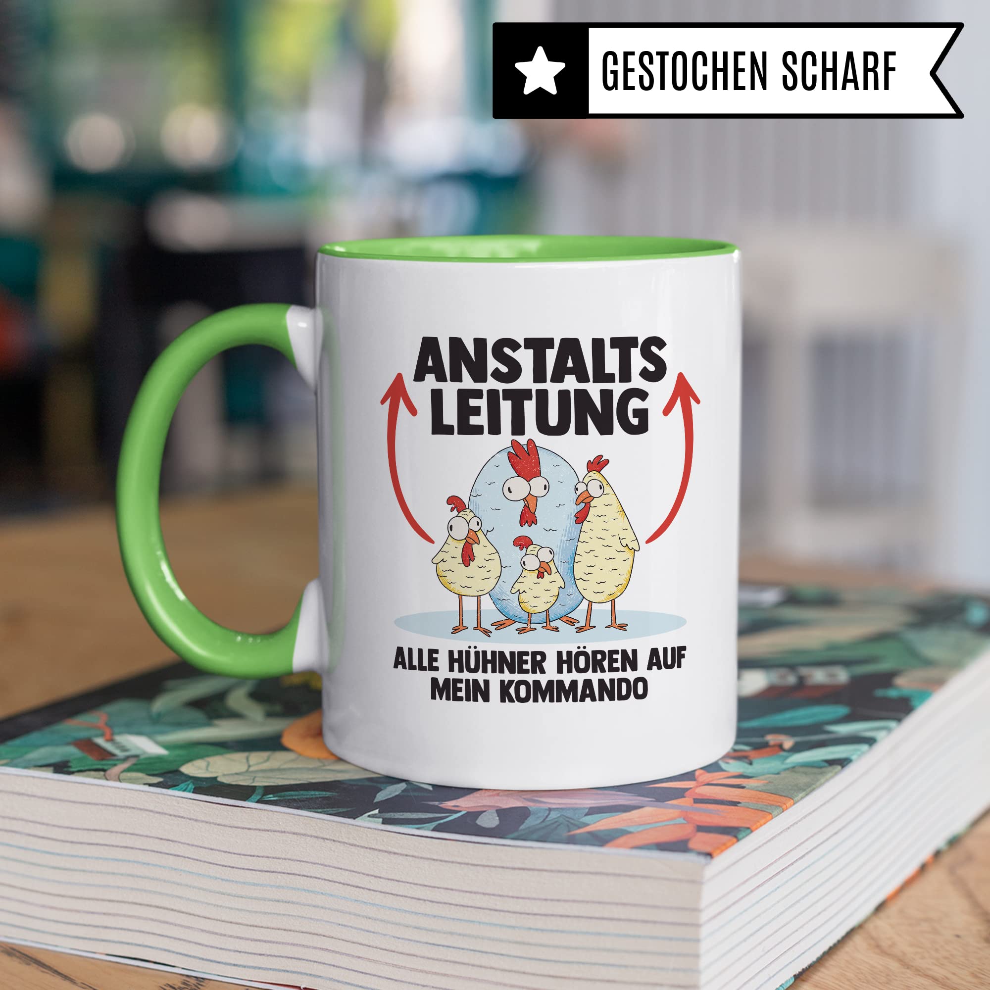 Hühner Tasse Huhn Kaffeetasse Anstaltsleitung Kaffee-Becher Hühnerhalter Geschenk Hühnerbesitzer Geschenkidee Lustig Humor Spruch