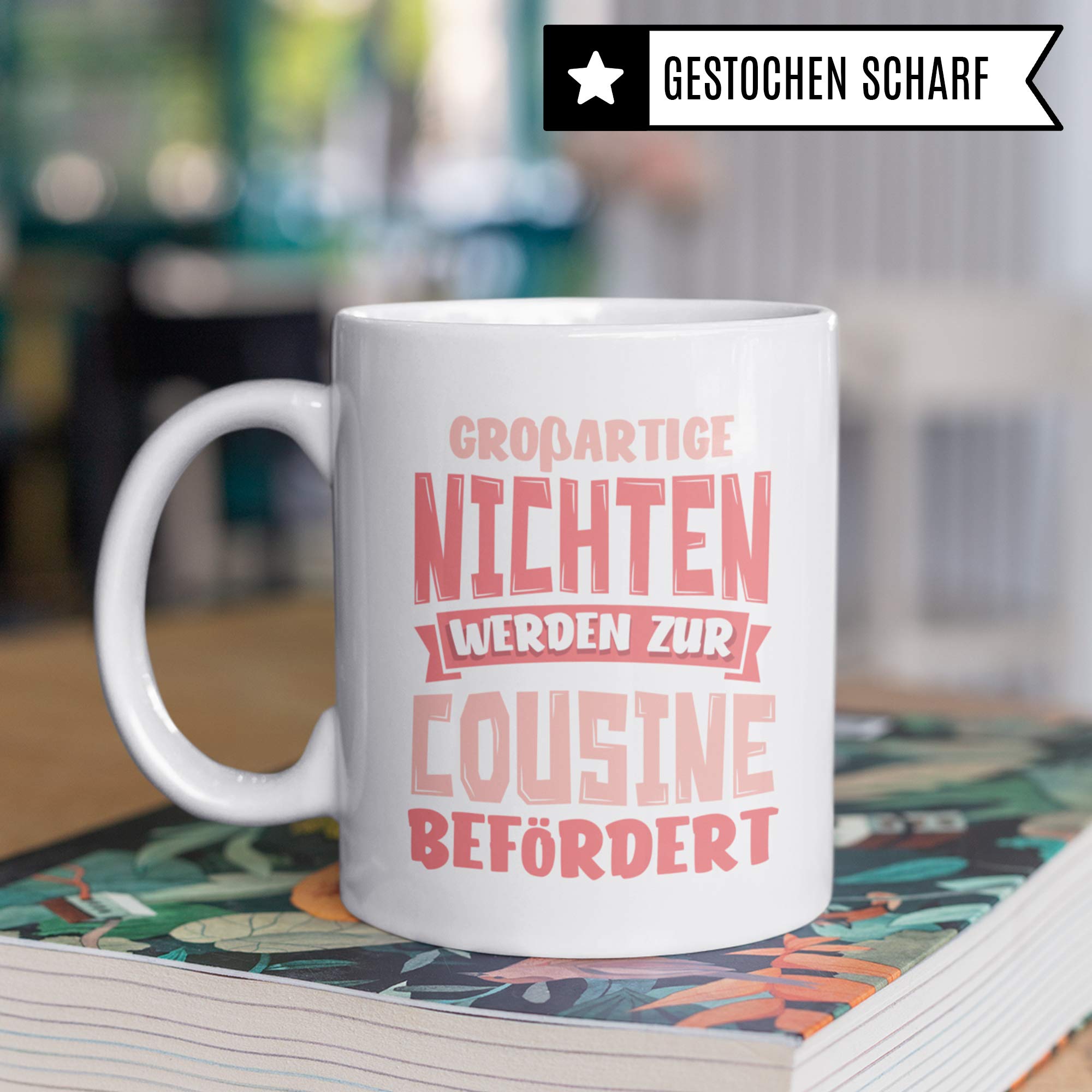 Pagma Druck Tasse Cousine, Becher Cousine Geschenk, Kaffeetasse Beste Cousine der Welt Geschenkideen, Familie Witz Kusine Kaffeebecher lustig