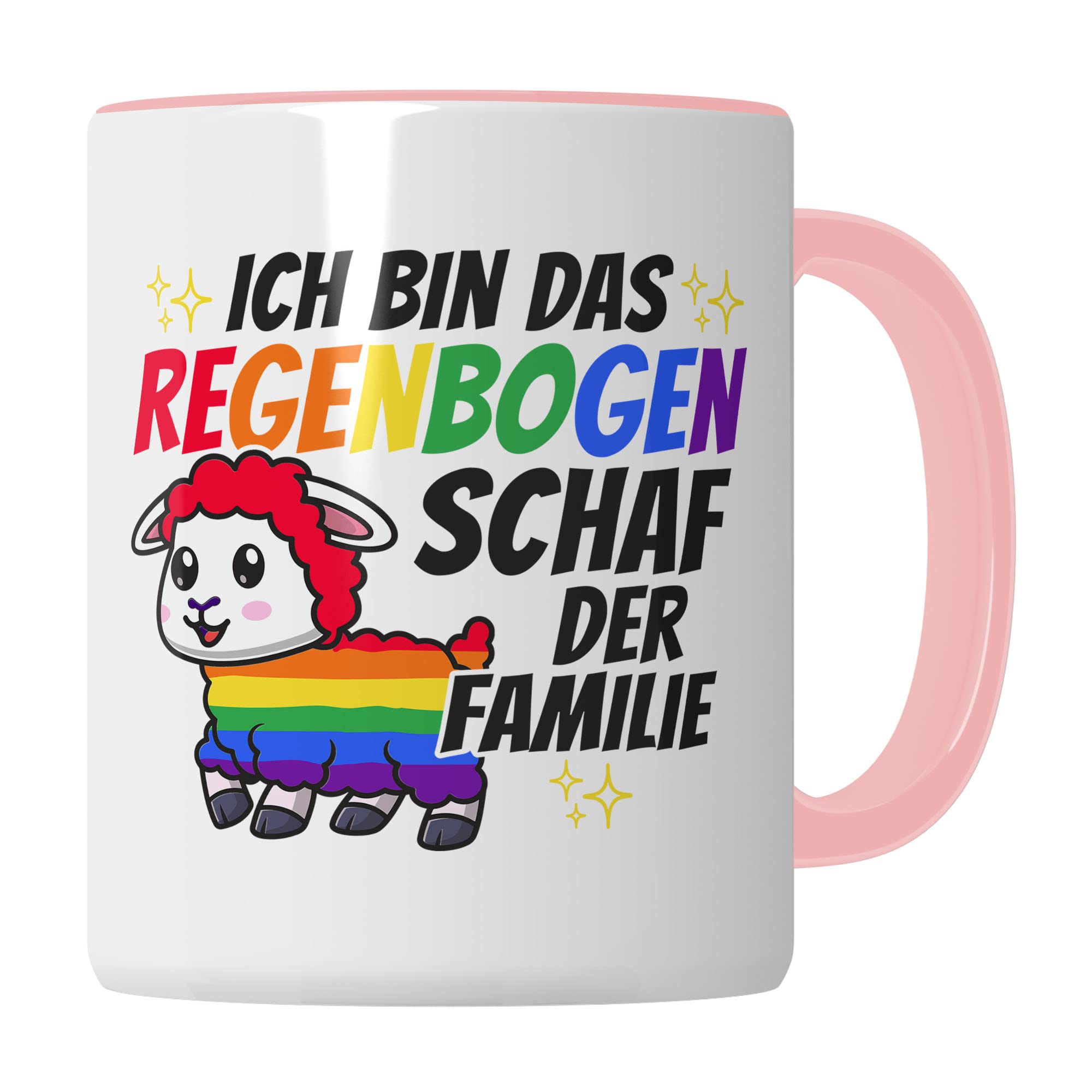 LGBTQI+ Tasse, Ich bin das Regenbogen Schaf der Familie, Gay Pride Geschenk Spruch lustig Motiv Geschenkidee Kaffeetasse outing LGBT queer schwul lesbisch Spruch