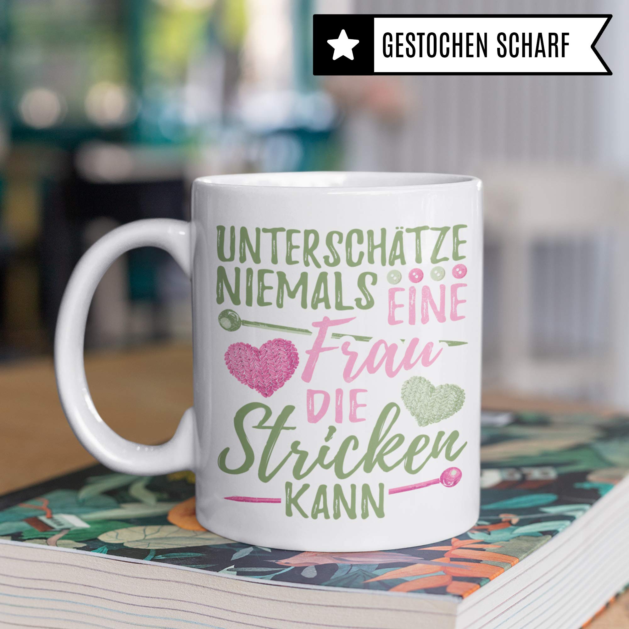 Pagma Druck Tasse Stricken Spruch - Strickerin Geschenk Kaffeetasse Häkeln Geschenkidee - Stricken Nadeln Becher