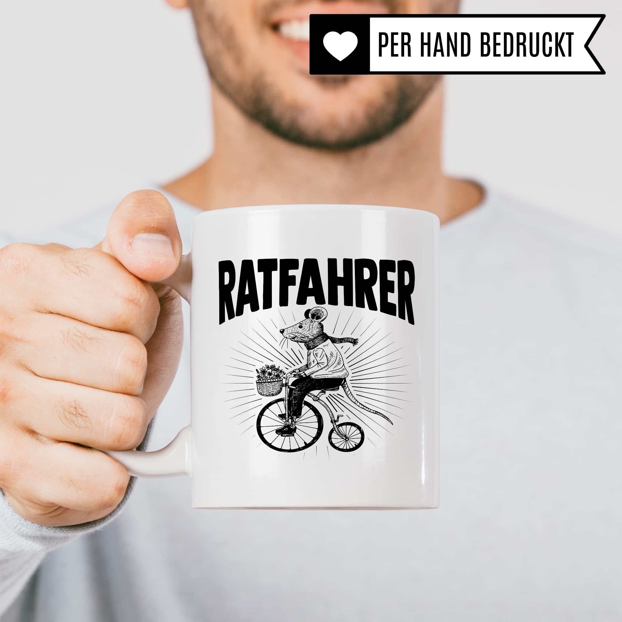 Ratfahrer Tasse Fahrrad Kaffeetasse Ratte Kaffee-becher Fahrradliebe Bike lustig Geschenk Fahrradfahren Geschenkidee Motiv Biker