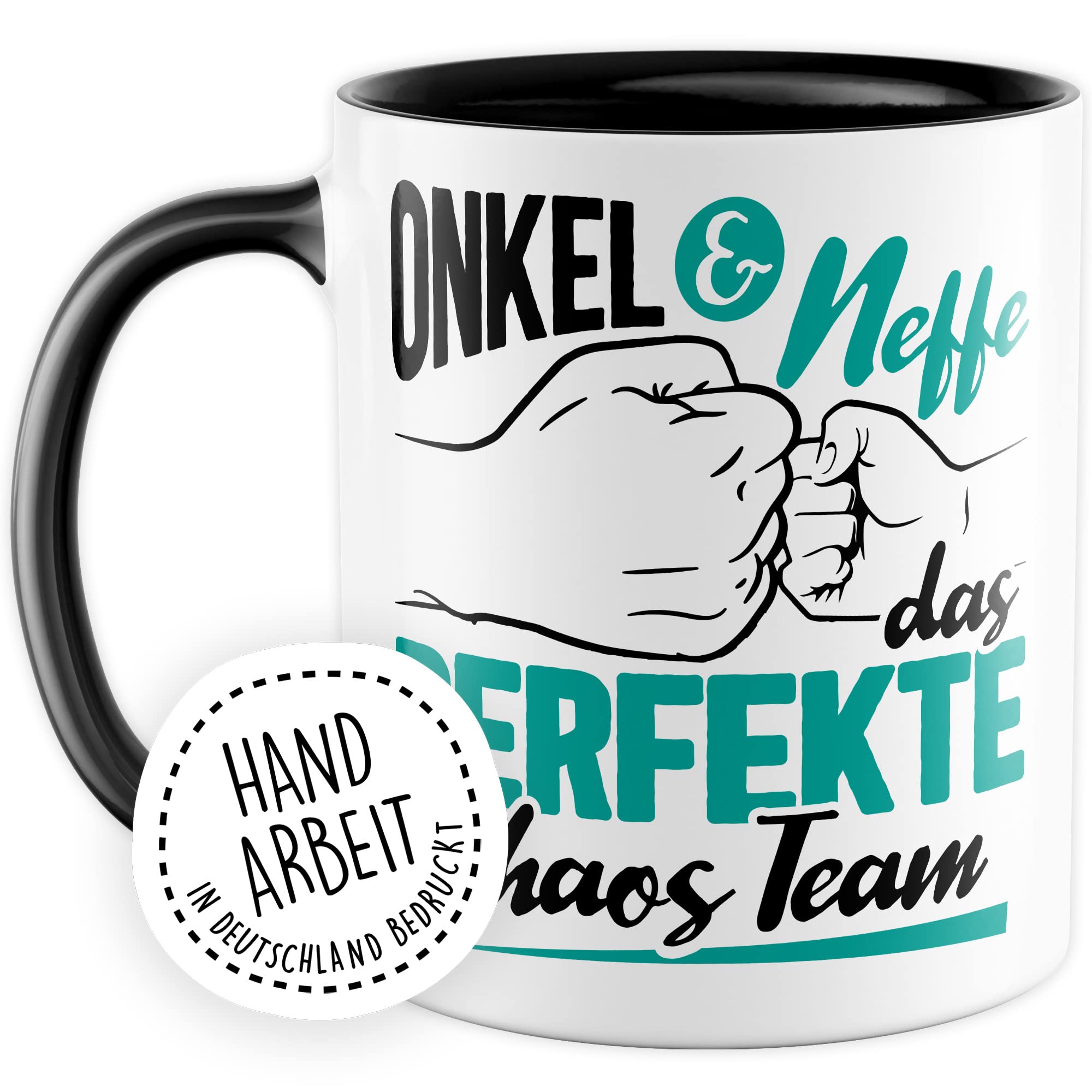 Onkel Tasse Neffe Geschenk lustig Chaos-Team Bruder Kaffeetasse Nichte Kaffee-Becher Geschenkidee Familie Humor Geschwister Patenonkel Pate Patenkind