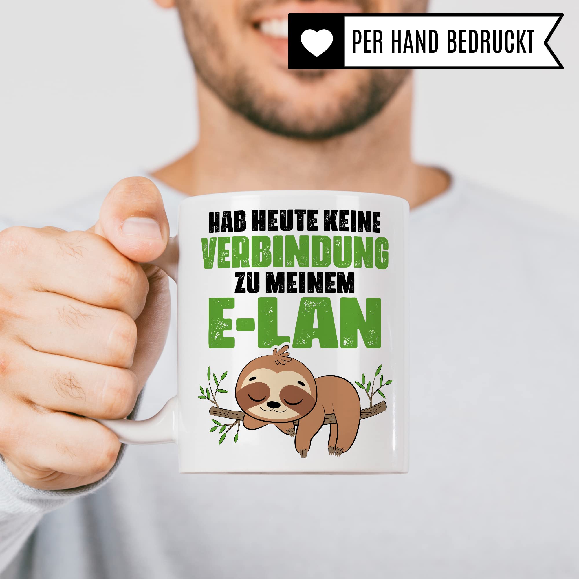 Tasse lustig Geschenk, Hab heute keine Verbindung zu meinem E-lan Geschenkidee Kaffeebecher Kaffeetasse Tasse mit Spruch lustig Humor Witztasse Ironie Sarkasmus