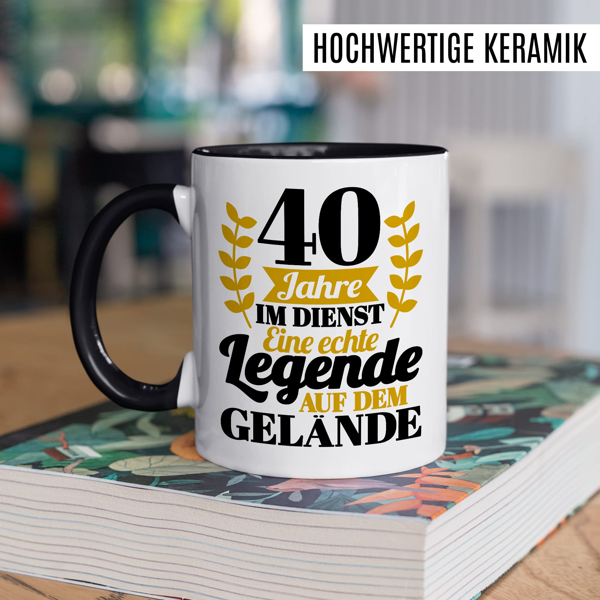 Tasse Dienstjubiläum Geschenk, 25 Jahre im Dienst - Eine echte Legende Geschenkidee Kollegen Kaffee-Becher Kaffeetasse Tasse mit Spruch Firmenjubiläum Arbeitsjubiläum Büro-Geschenk