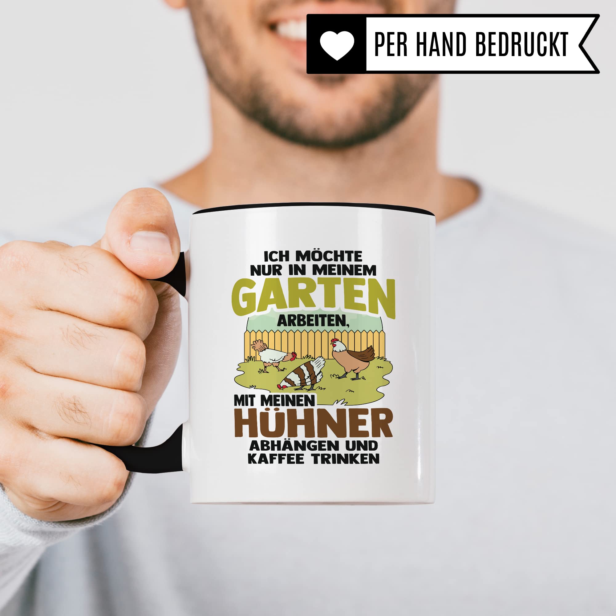 Garten Hühner Tasse Gartenarbeit Kaffeetasse Hühnerhalter-in Kaffee-Becher Heimgärtner Geschenkidee lustig Geschenk Humor