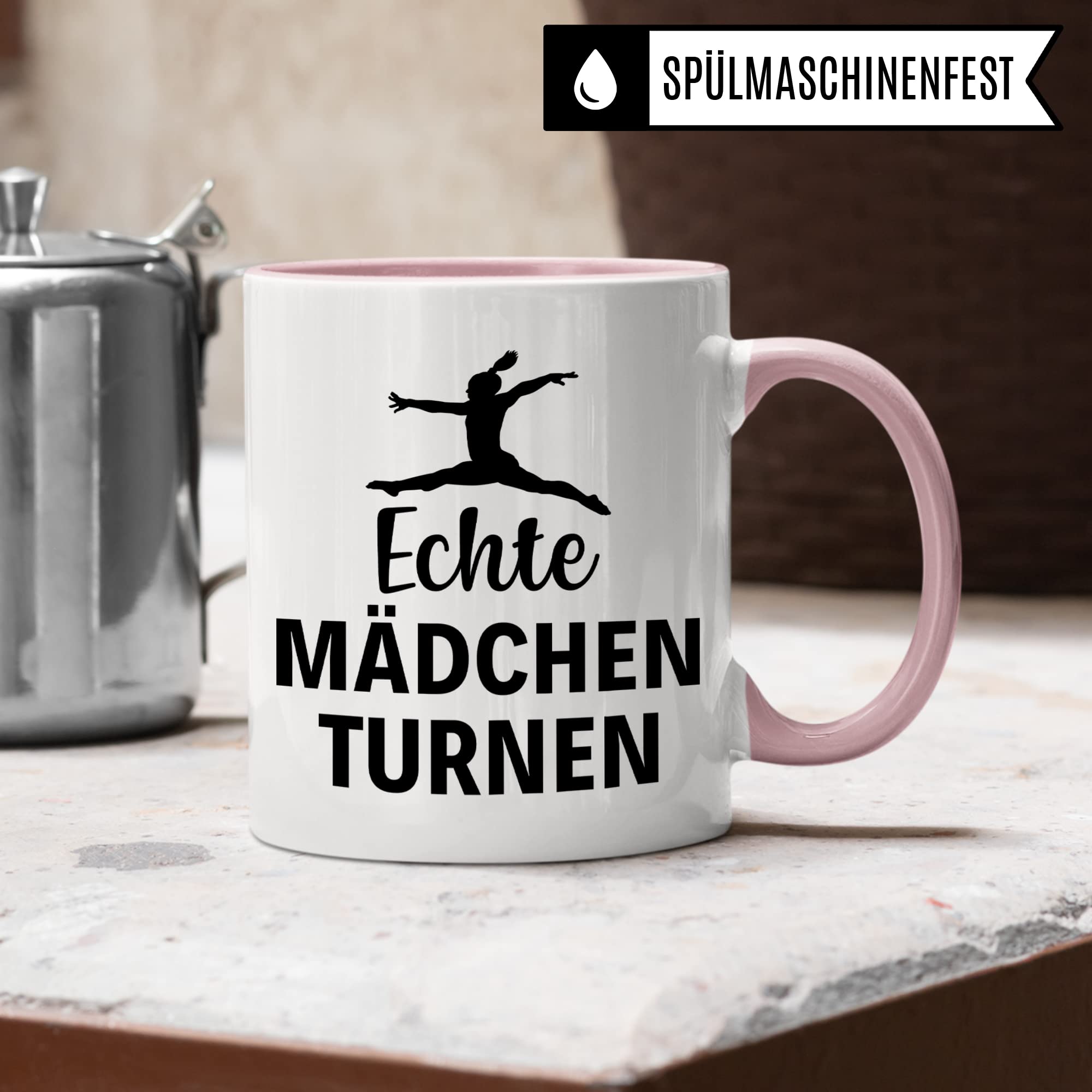 Turn Tasse, Turnerin Geschenk, Turner Kaffeebecher, Kaffeetasse Humor Witz Geschenkidee für Turnen, Mädchen Becher