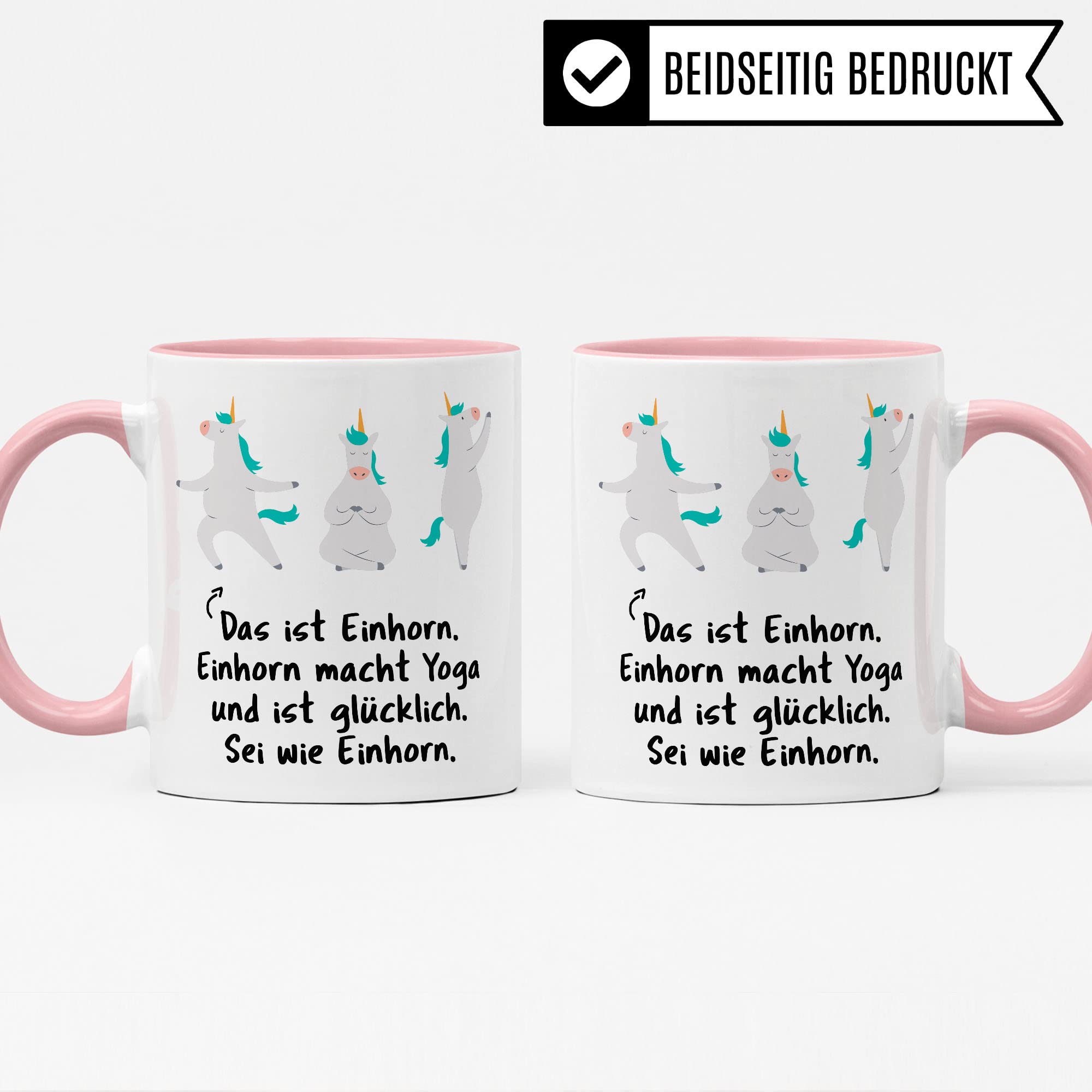 Yoga Tasse Geschenkidee Joga Kaffeetasse Humor Witz Geschenk für Guru Kaffeebecher Einhorn Becher
