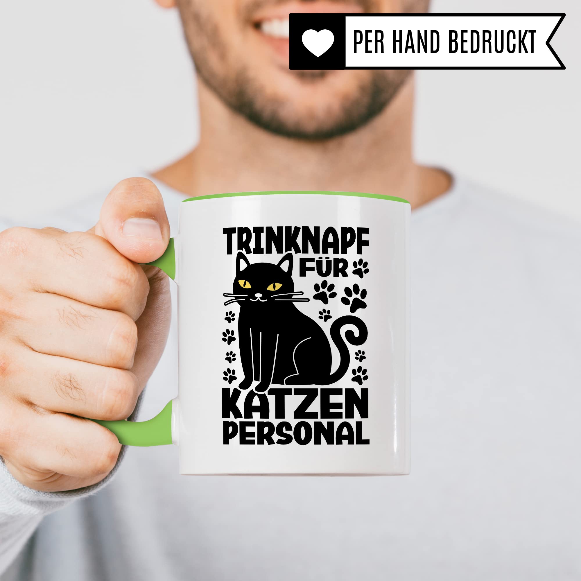 Katzen Tasse Kaffeetasse Humor Kaffee-Becher mit Spruch Katze Witz Katzenmama Trinknapf für Katzenpersonal Trinknapf Geschenk Geschenkidee für Katzenliebhaber Katzentasse Tasse fürs Büro