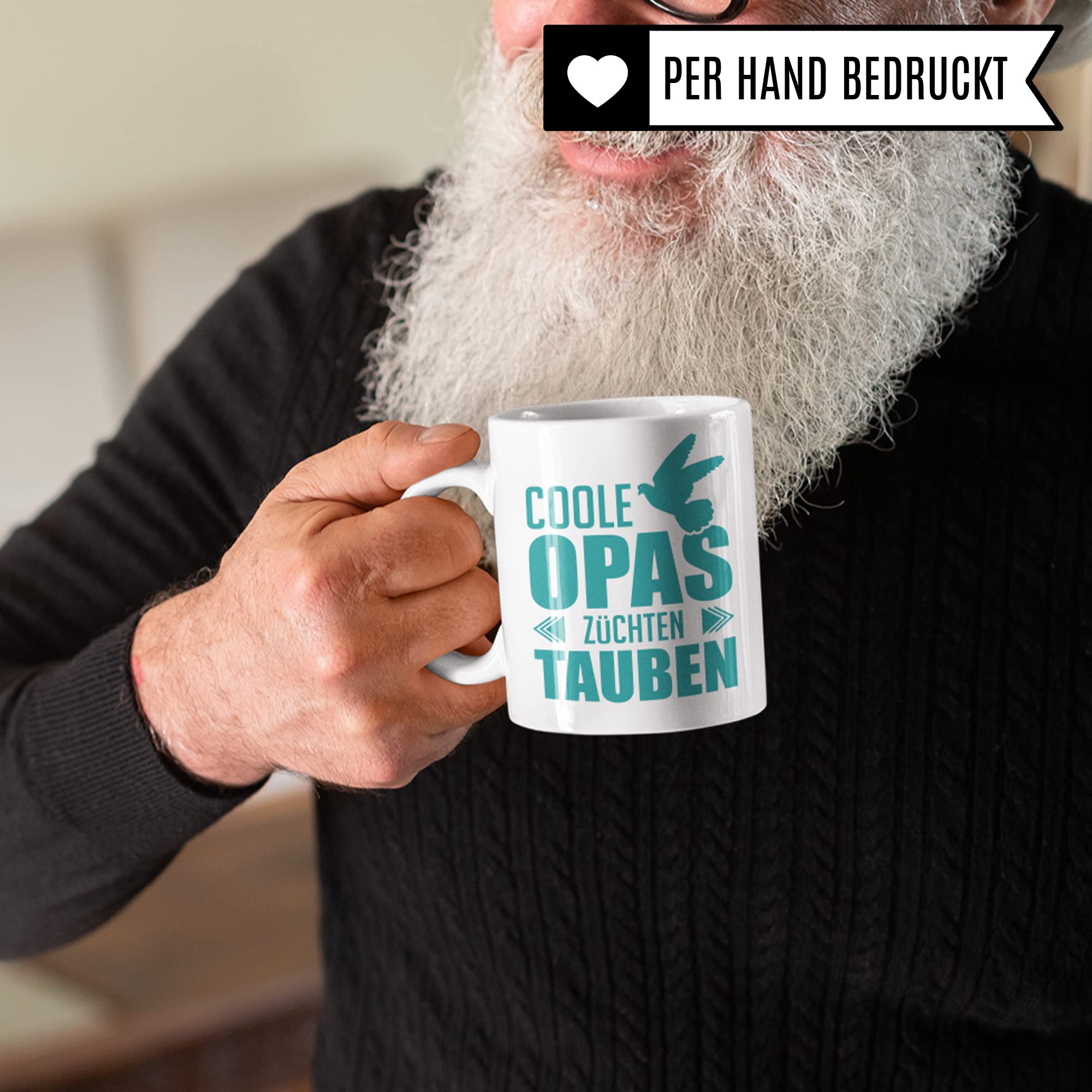 Tauben Züchter Tasse Geschenkidee, Kaffebecher mit Spruch lustig, Taubenzüchter Geschenk, Opa Kaffeetasse Humor Witz Geschenk für Großvater, Taube Teetasse