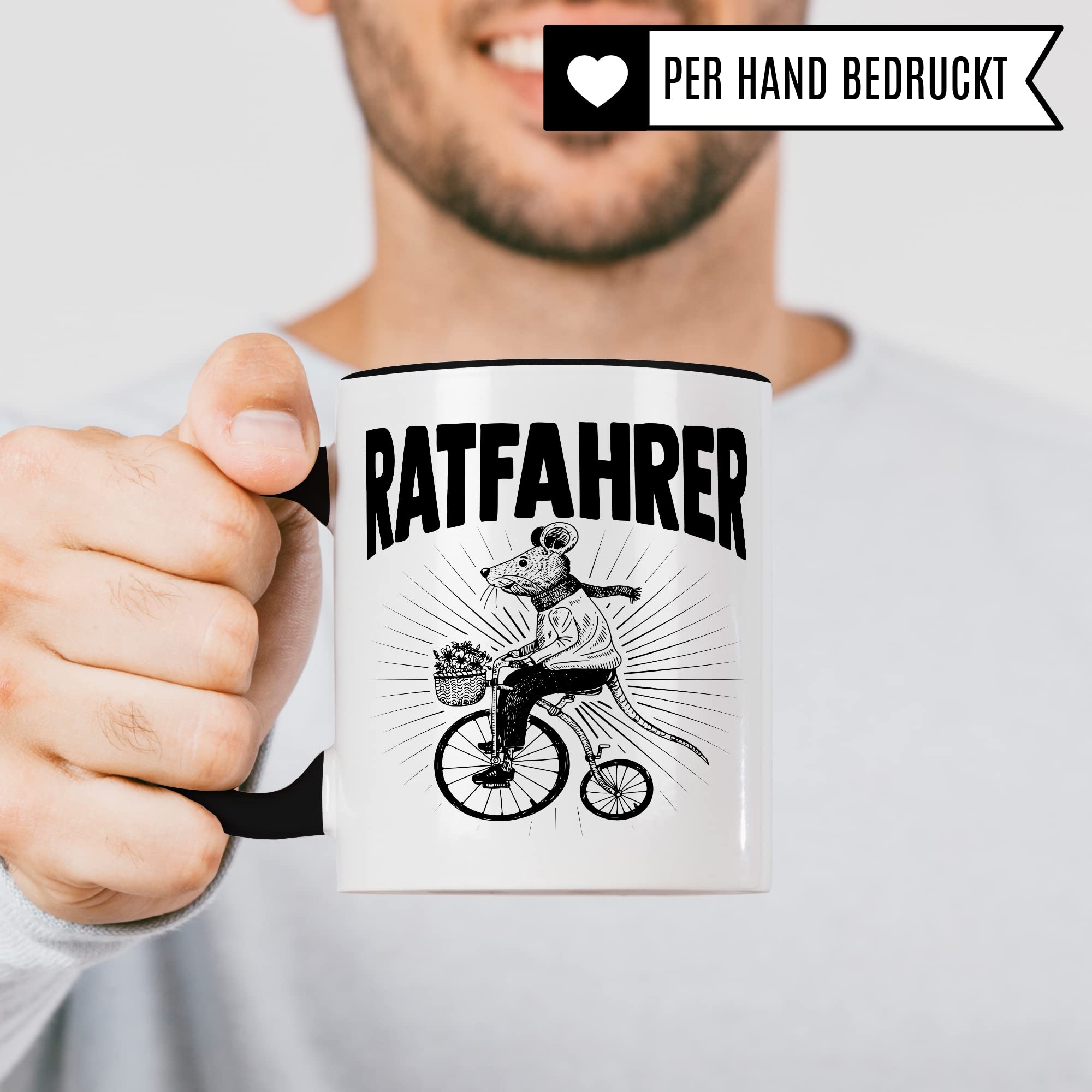 Ratfahrer Tasse Fahrrad Kaffeetasse Ratte Kaffee-becher Fahrradliebe Bike lustig Geschenk Fahrradfahren Geschenkidee Motiv Biker