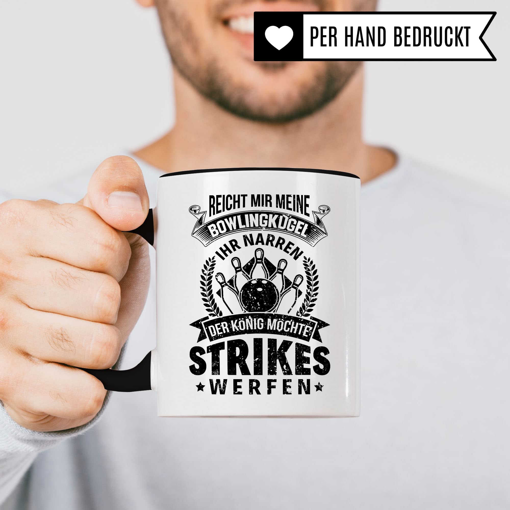 Bowling Tasse Geschenkidee Kaffeetasse Humor Witz Geschenk für Bowler Kaffeebecher Strike Becher