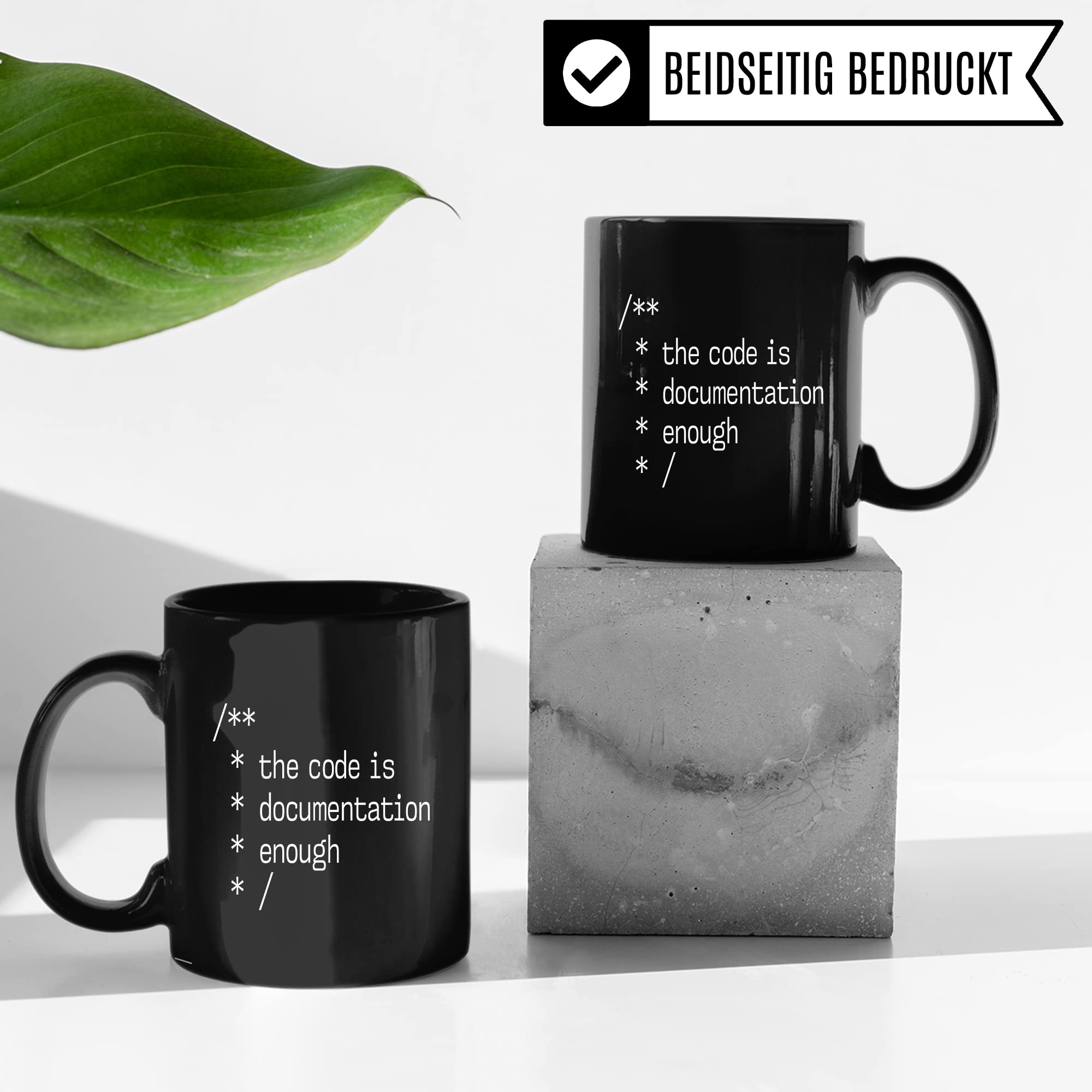 Informatik Geschenk Tasse, The Code is Documentation enough Geschenkidee für Informatiker Kaffee-Becher Informatikerin Programmierer Kaffeetasse mit Spruch lustig Code