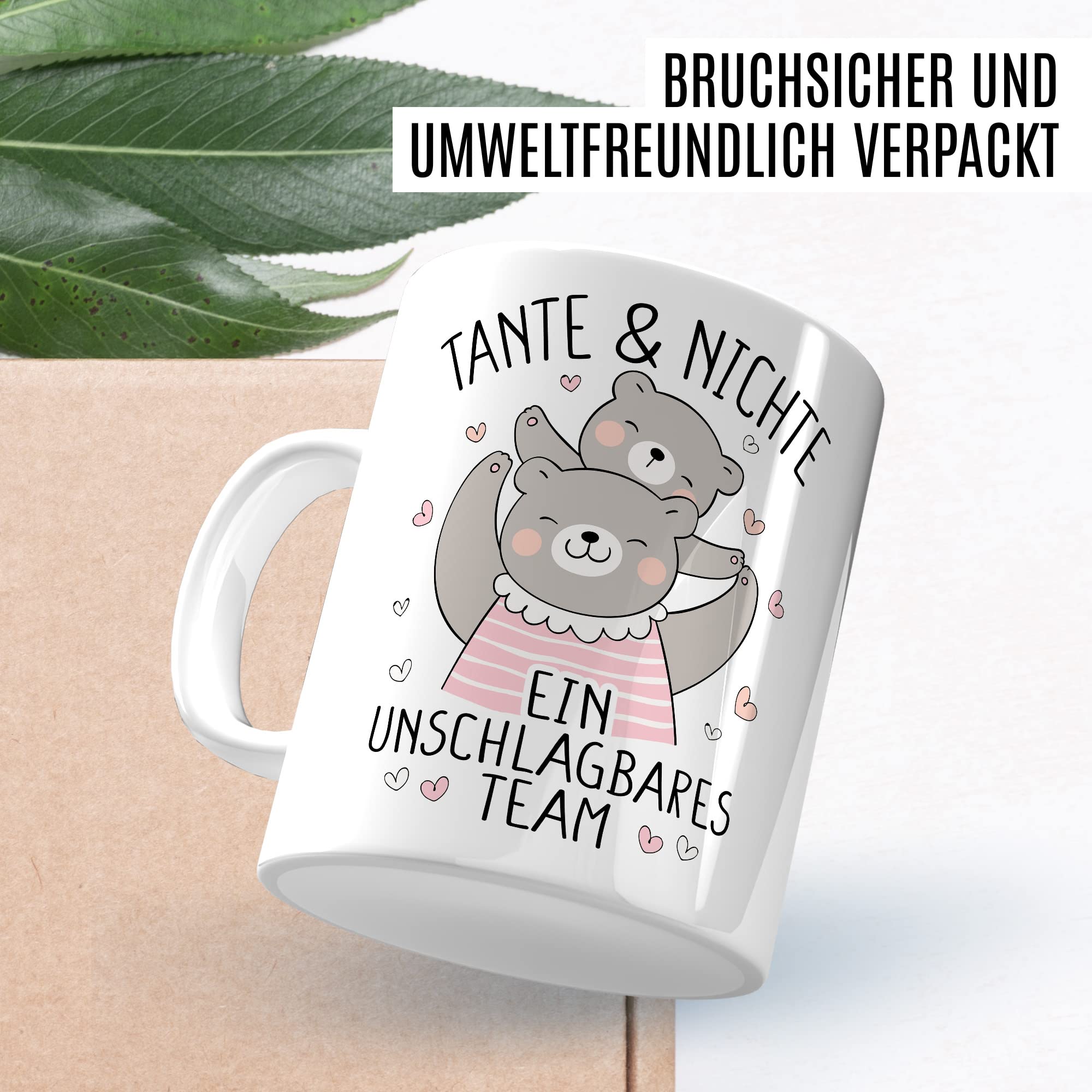 Tante Tasse Geschenk, Tante & Nichte ein unschlagbares Team Geschenkidee Kaffee-Becher Kaffeetasse Tasse mit Spruch lustig Tante Nichte Familie Patentante