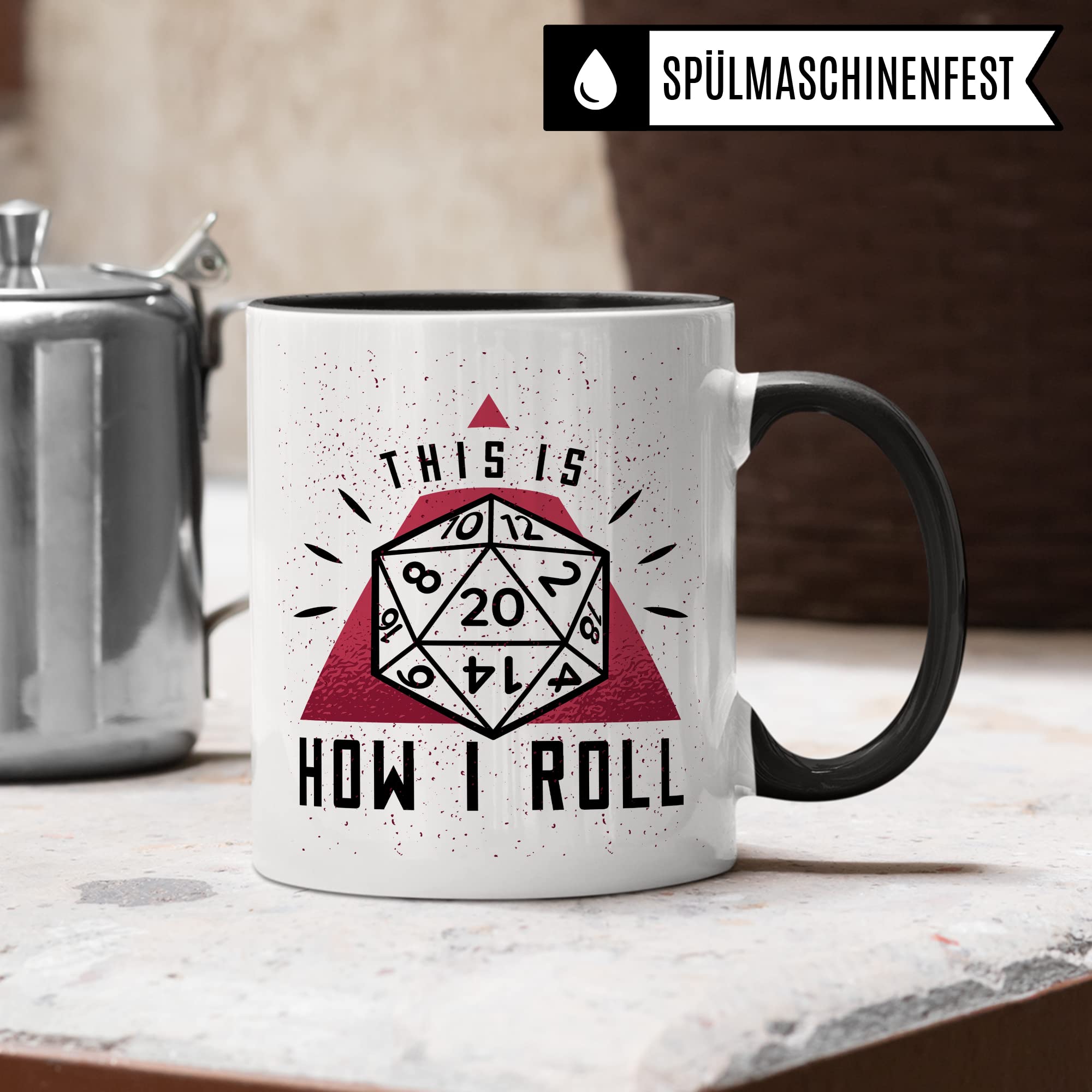 DnD Roleplay Tasse, This is how I roll Spruch, Rollenspiel Spruch D20 Dice Geschenkidee, Pen & Paper Tabletop D20 Würfel Motiv - RPG Dungeon Kaffee-Becher