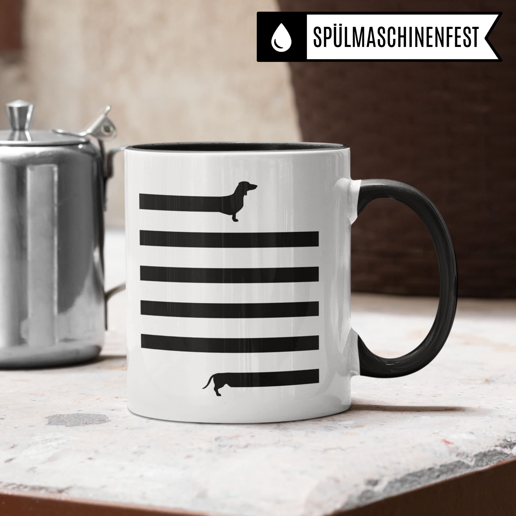 Dackel Tasse | Dackel Geschenke witzig Dachshund Motiv für Hundehalter Hundebesitzer | Becher Dackelmotiv Zeichnung Hundeliebhaber Hundeliebhaberin | Rauhaardackel Deko lustige Geschenkidee