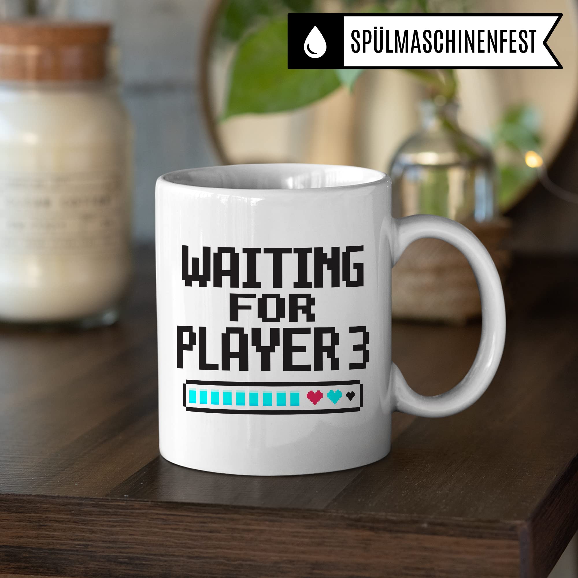 Schwangerschaft Tasse, Waiting for Player 3, Geschenk werdende Eltern, schöner Spruch Geschenkidee werdender Vater werdende Mutter Kaffeetasse, Eltern Geschenk