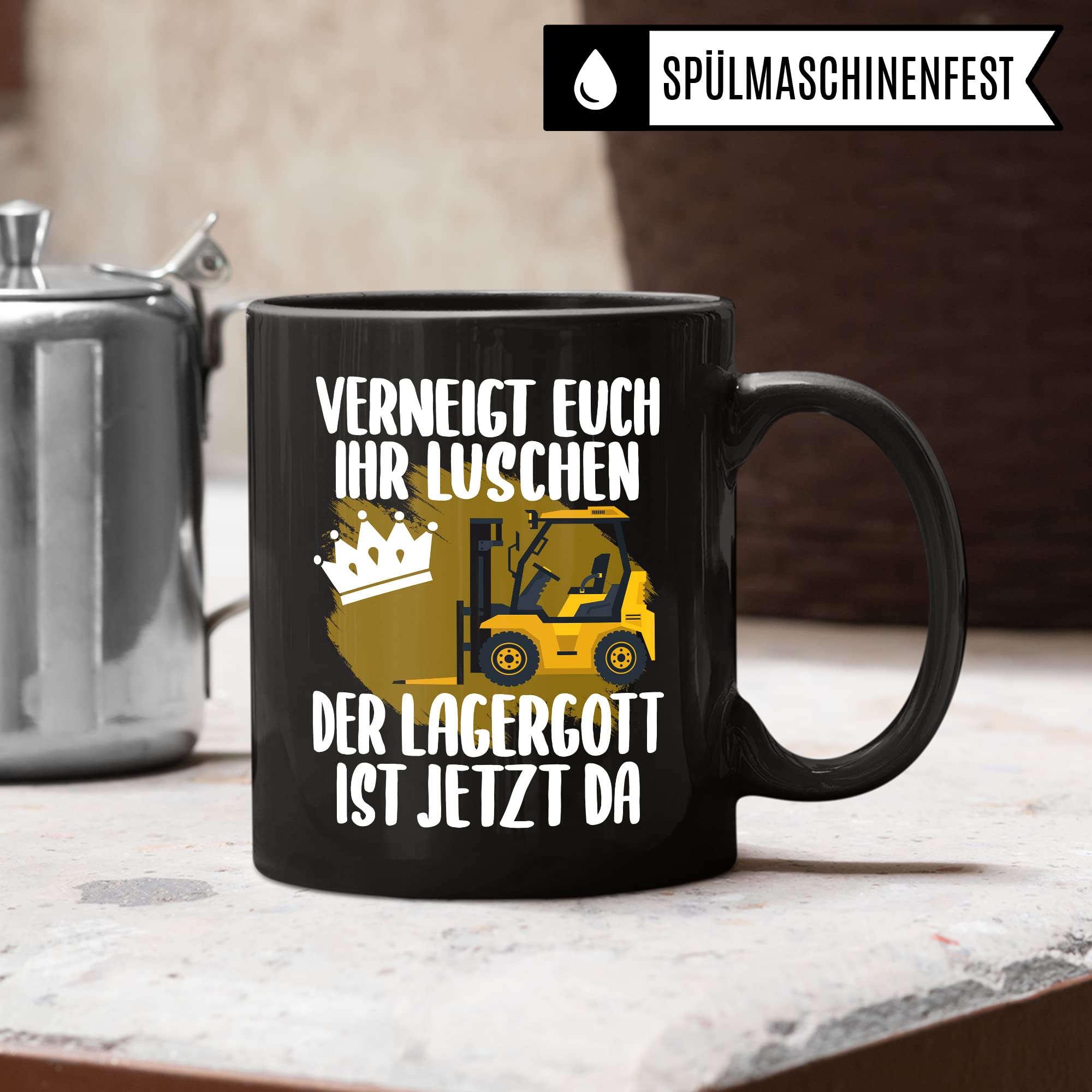Lagerist Tasse mit Spruch lustig Staplerfahrer Geschenk Gabelstaplerfahrer Kaffee-Tasse böser Humor Kaffeebecher Lagerarbeiter Geschenkidee Lagerlogistiker Kaffeetasse