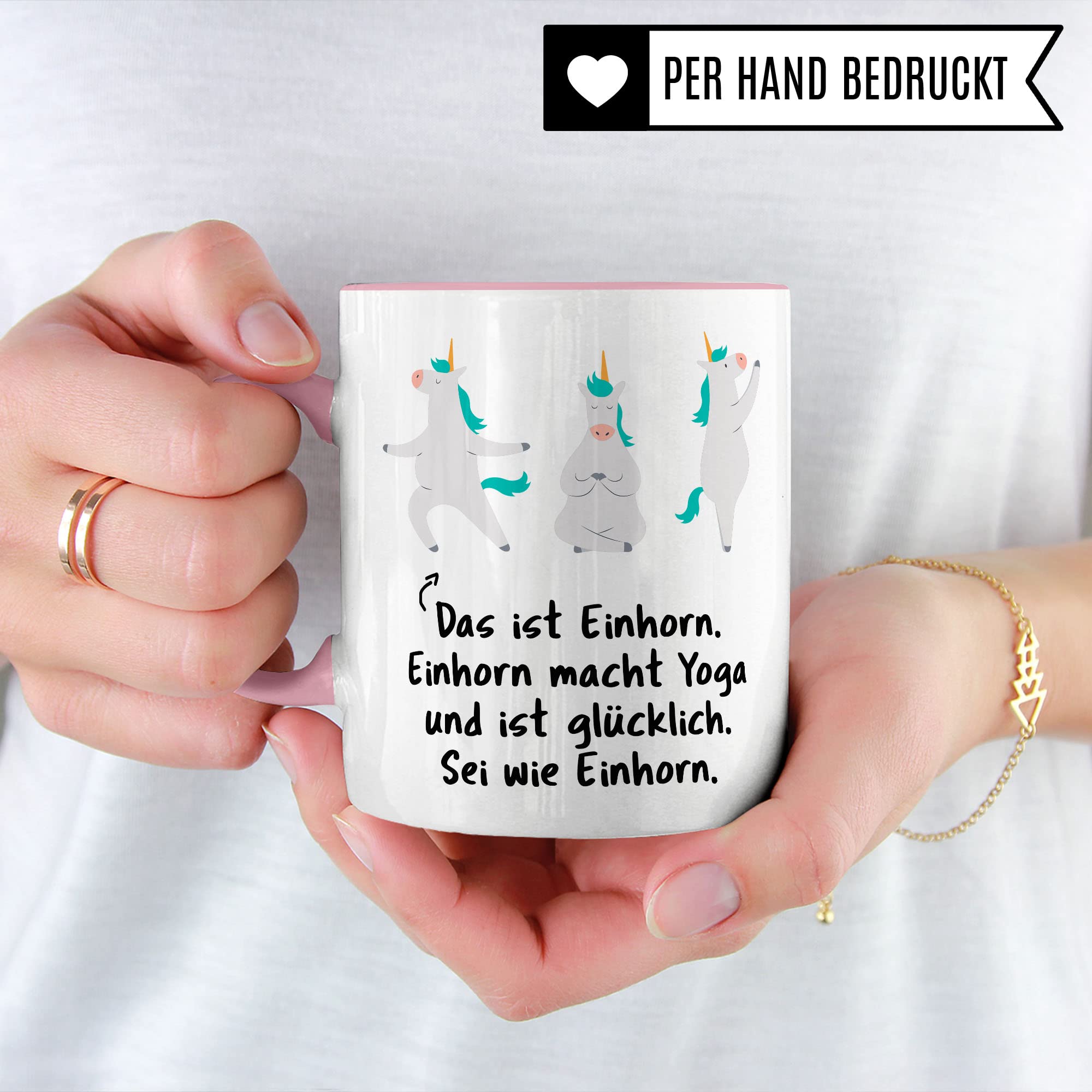 Yoga Tasse Geschenkidee Joga Kaffeetasse Humor Witz Geschenk für Guru Kaffeebecher Einhorn Becher