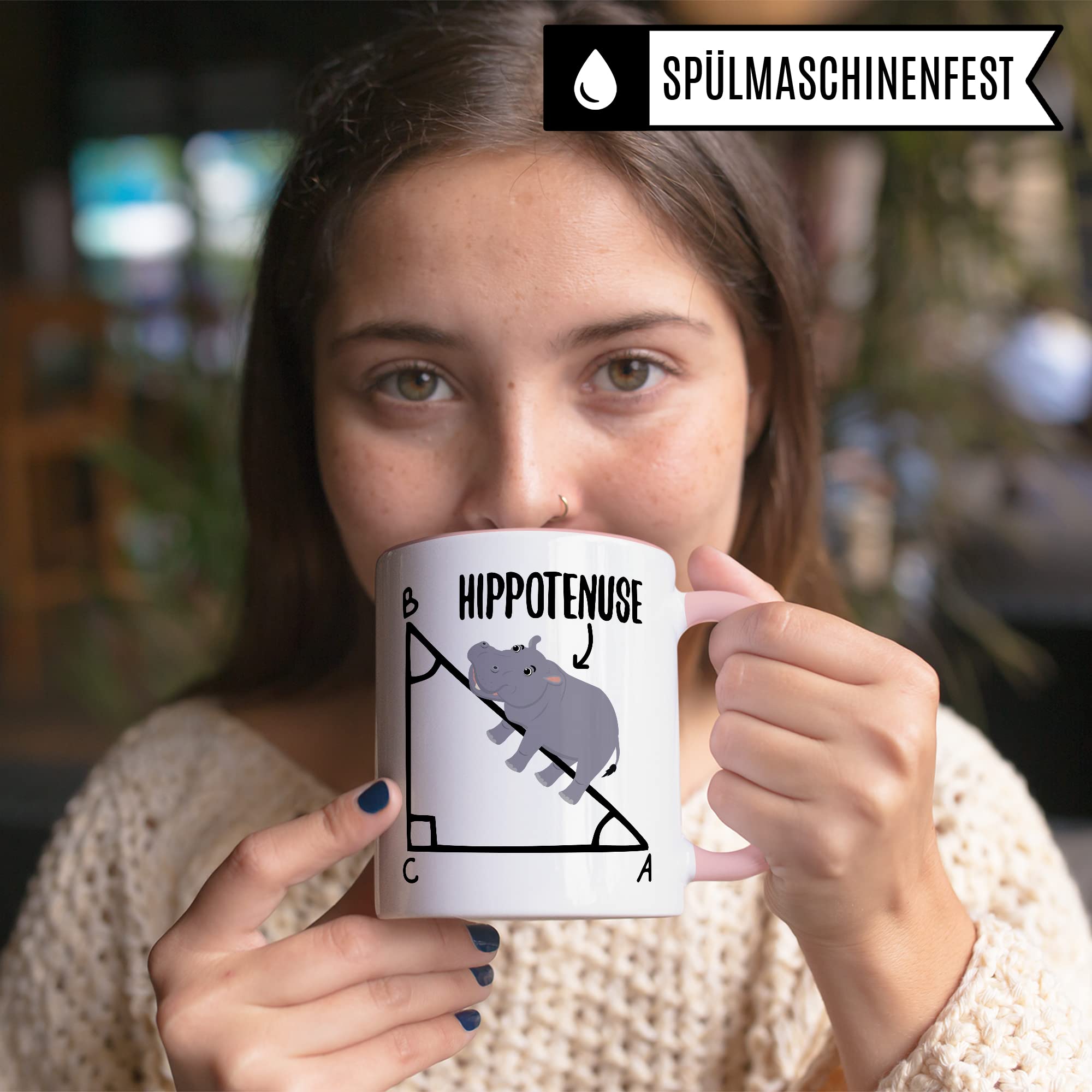 Mathe Tasse Mathematiker Kaffeetasse Hippothenuse lustig Kaffee-Becher Mathe-Lehrer Geschenkidee Sarkasmus Mathematik Mathematikstudent Geschenk Kollegium Lehrerzimmer Pythagoras Nilpferd Flusspferd