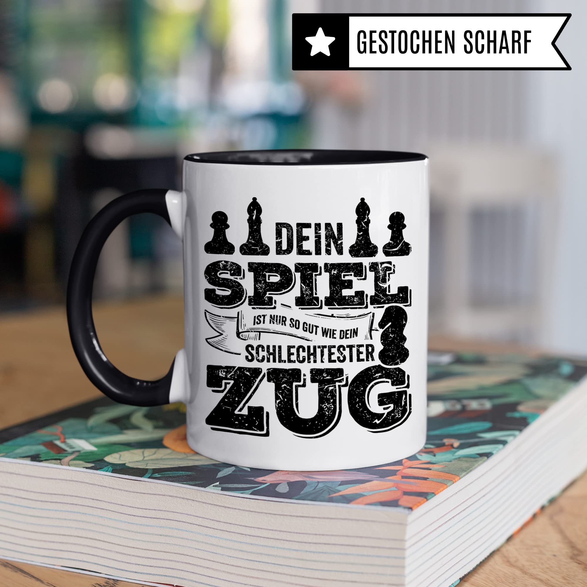 Schach Tasse Geschenkidee, Kaffeebecher mit Spruch lustig, Kaffeetasse Humor Witz Geschenk für Schachspieler Schachspiel Becher