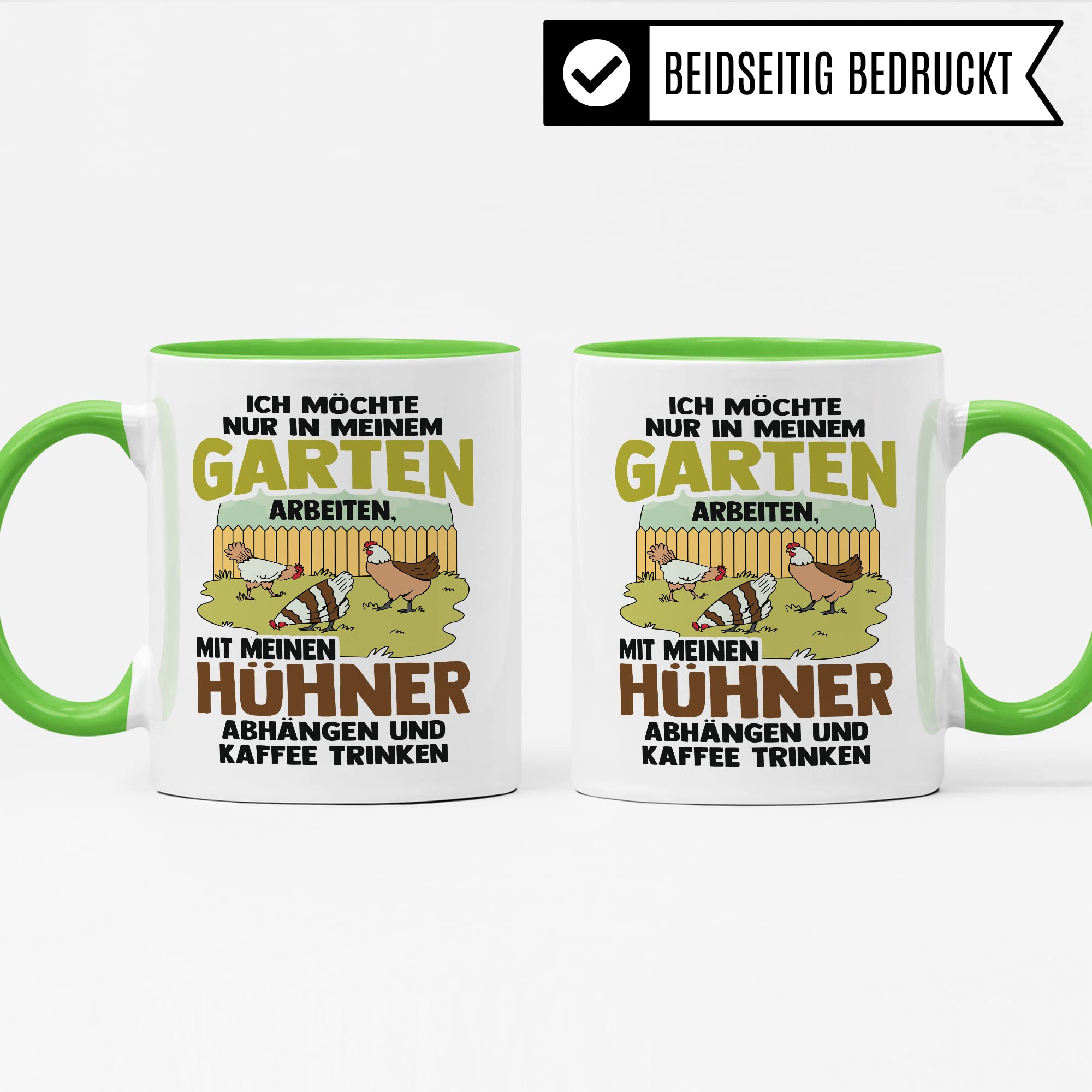 Garten Hühner Tasse Gartenarbeit Kaffeetasse Hühnerhalter-in Kaffee-Becher Heimgärtner Geschenkidee lustig Geschenk Humor