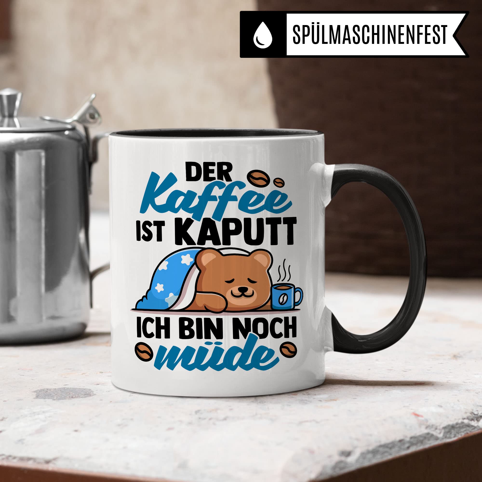 lustige Tasse mit Spruch: Der Kaffee ist kaputt Ich bin noch müde, Geschenk Lehrer Kollegen Büro lustig Sarkasmus sarkastische Spruch Kaffeebecher Kaffee-Liebhaber Morgenmuffel