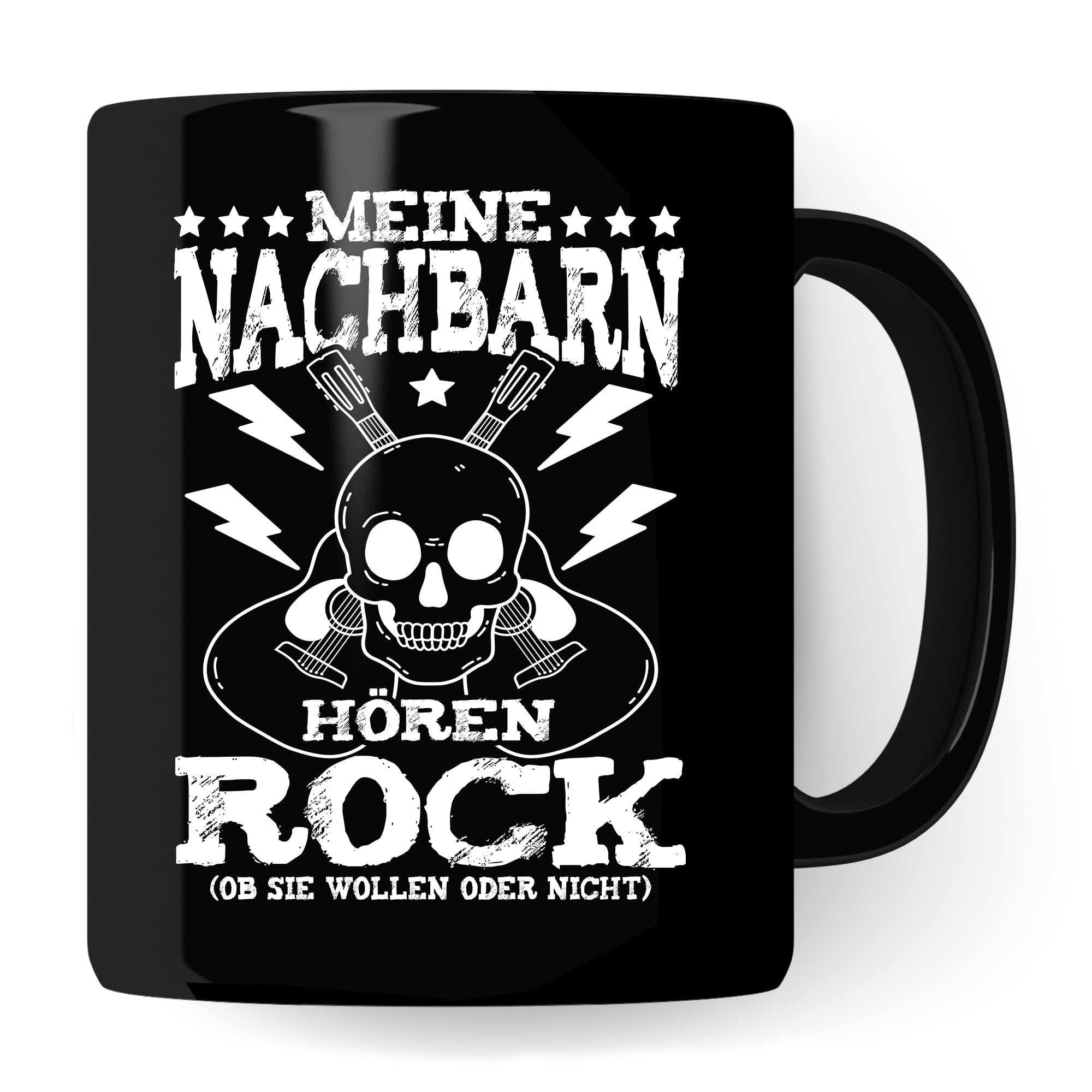 Rock Tasse Rocker Kaffeetasse Metal Fan Geschenkidee Kaffee-Becher Geschenk Spruch lustig Humor Teetasse Witz Meine Nachbarn hören Rock