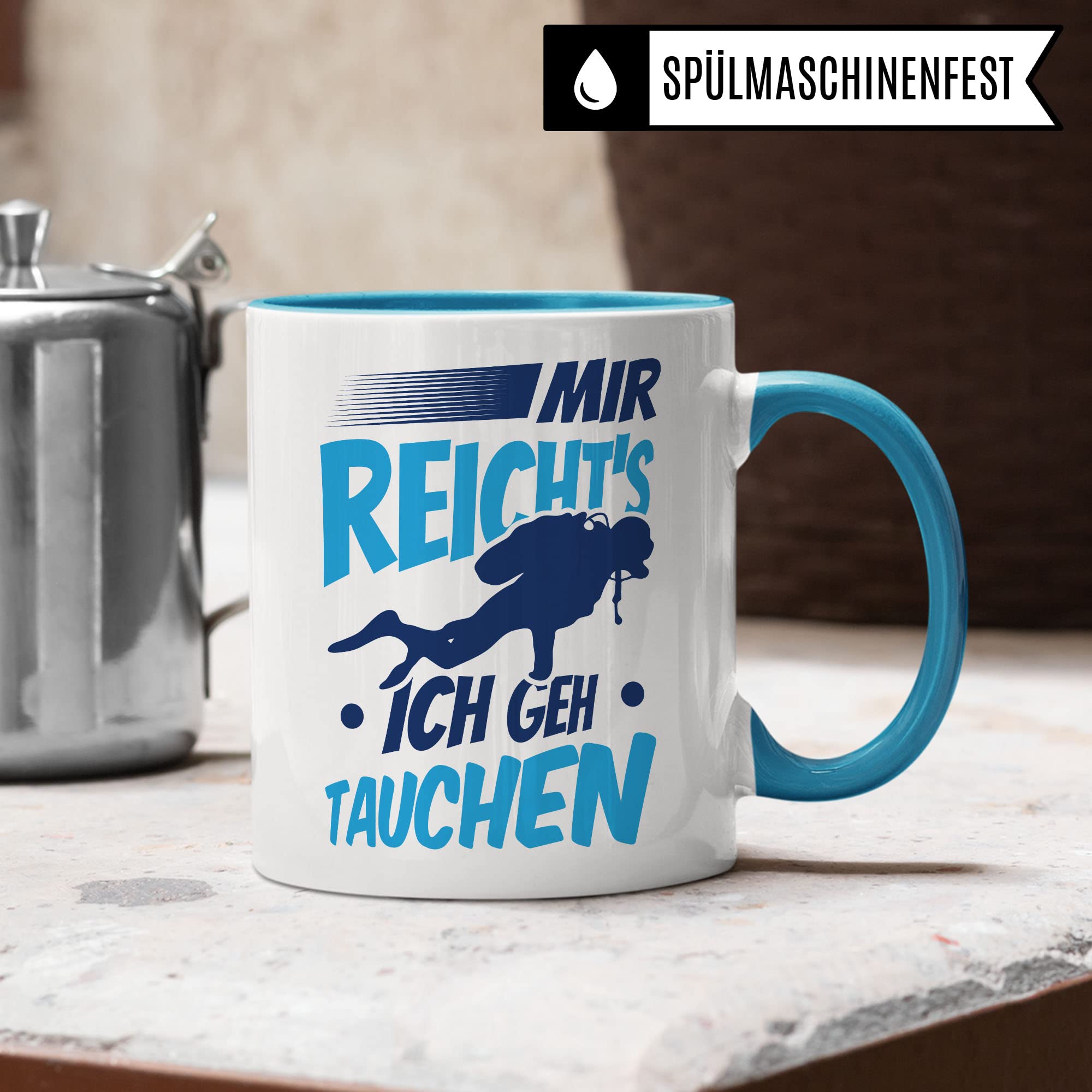 Tauchen Tasse Geschenkidee Diving Kaffeetasse Humor Witz Geschenk für Taucher Taucherin Kaffeebecher Tauchbuddy Becher